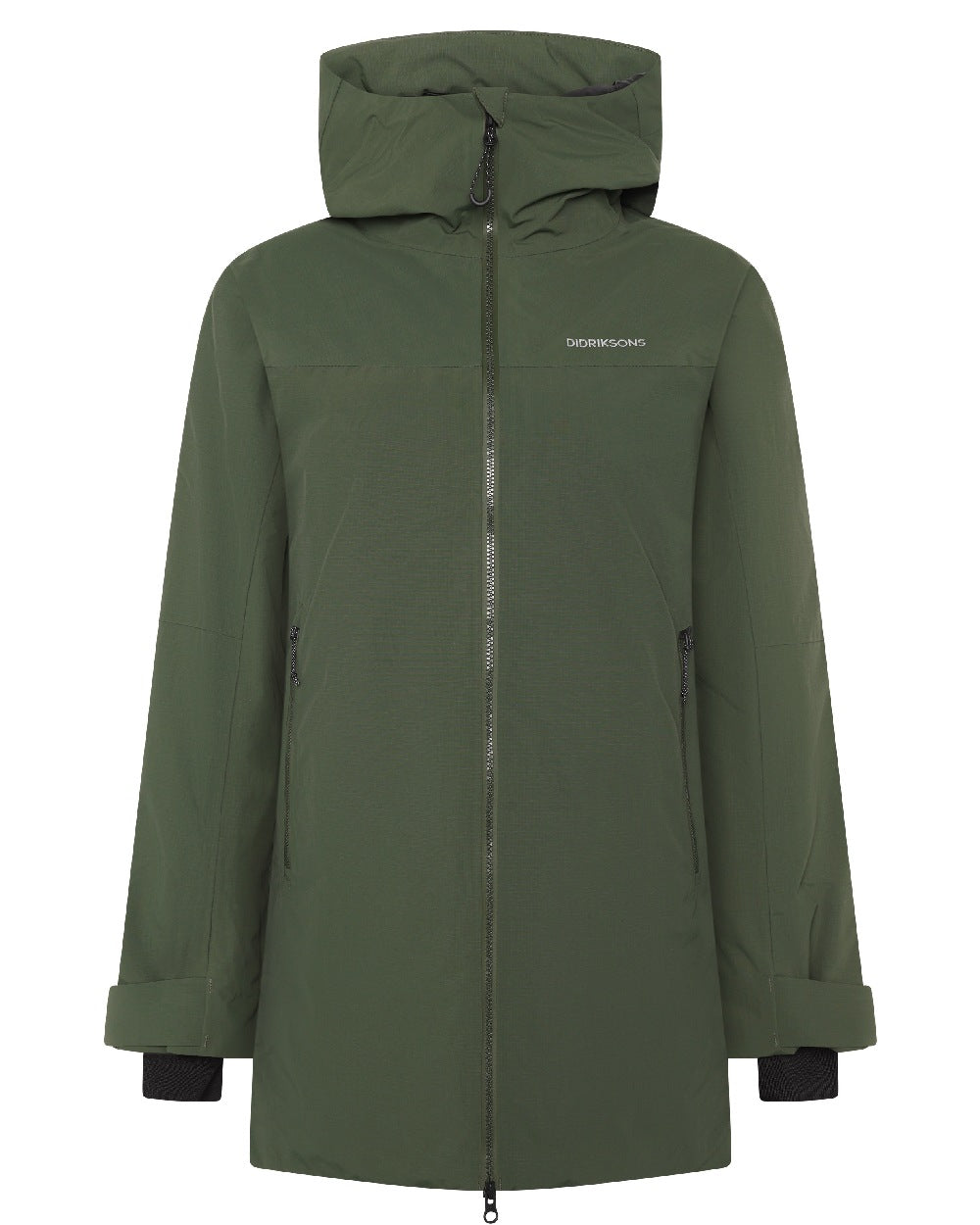 Deep Green coloured Didriksons Marget Womens Parka 2 on white background