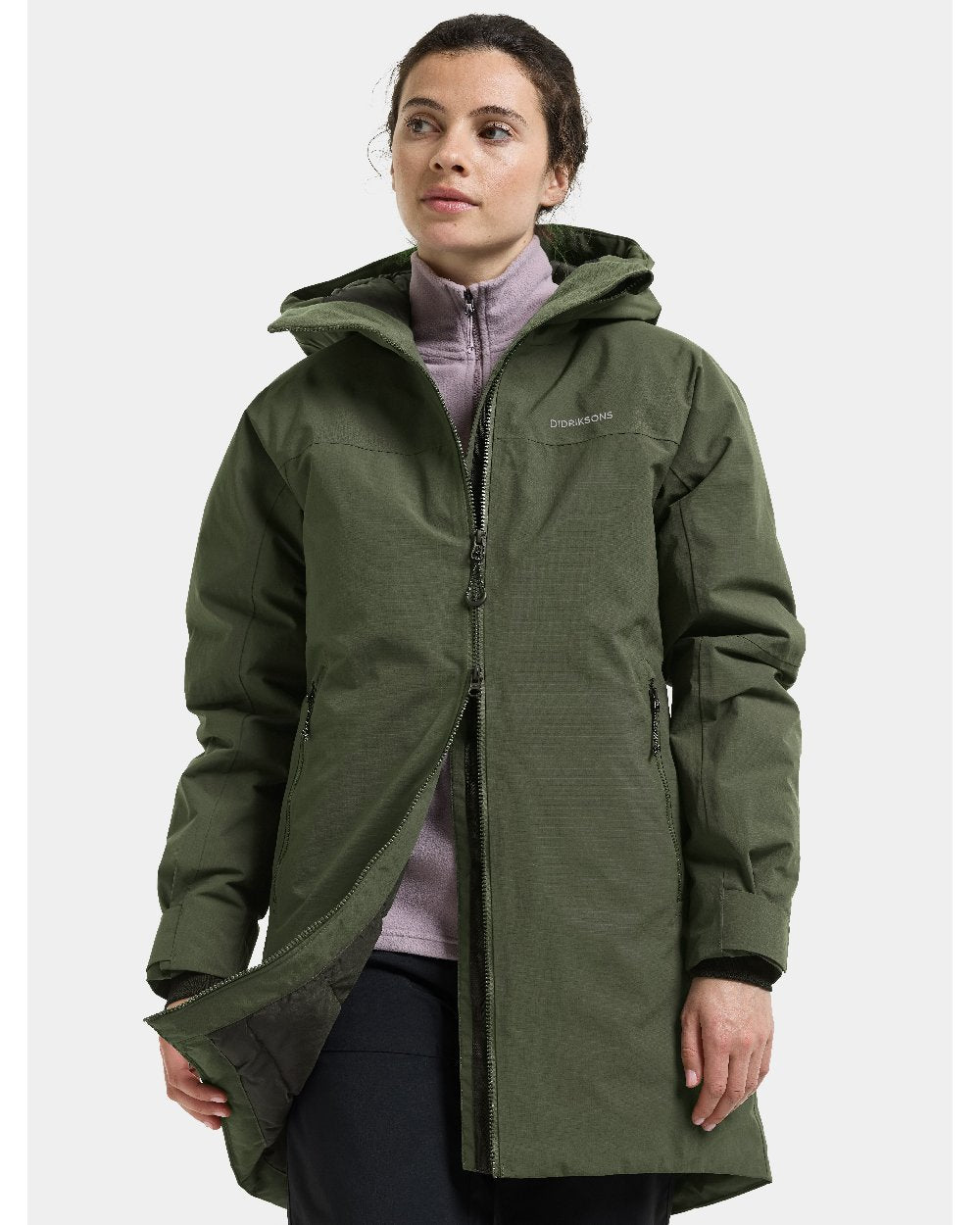 Deep Green coloured Didriksons Marget Womens Parka 2 on white background