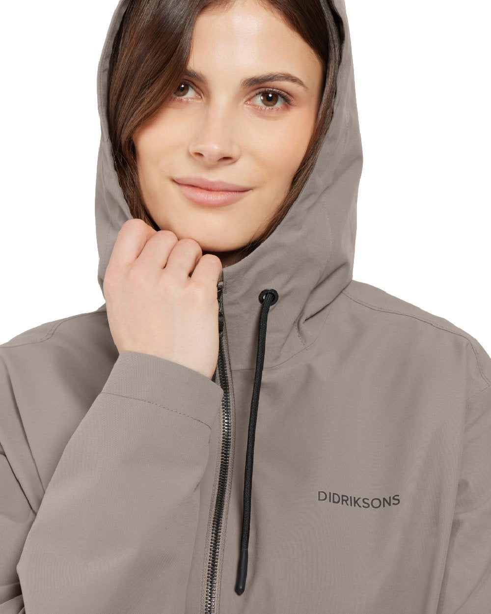Ash Brown coloured Didriksons Marta Womens Parka 3 on white background