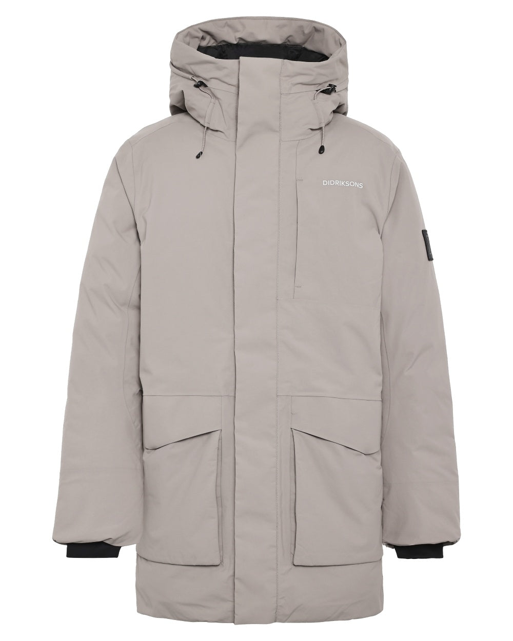 Ash Brown coloured Didriksons Mens Akilles Parka II on white background