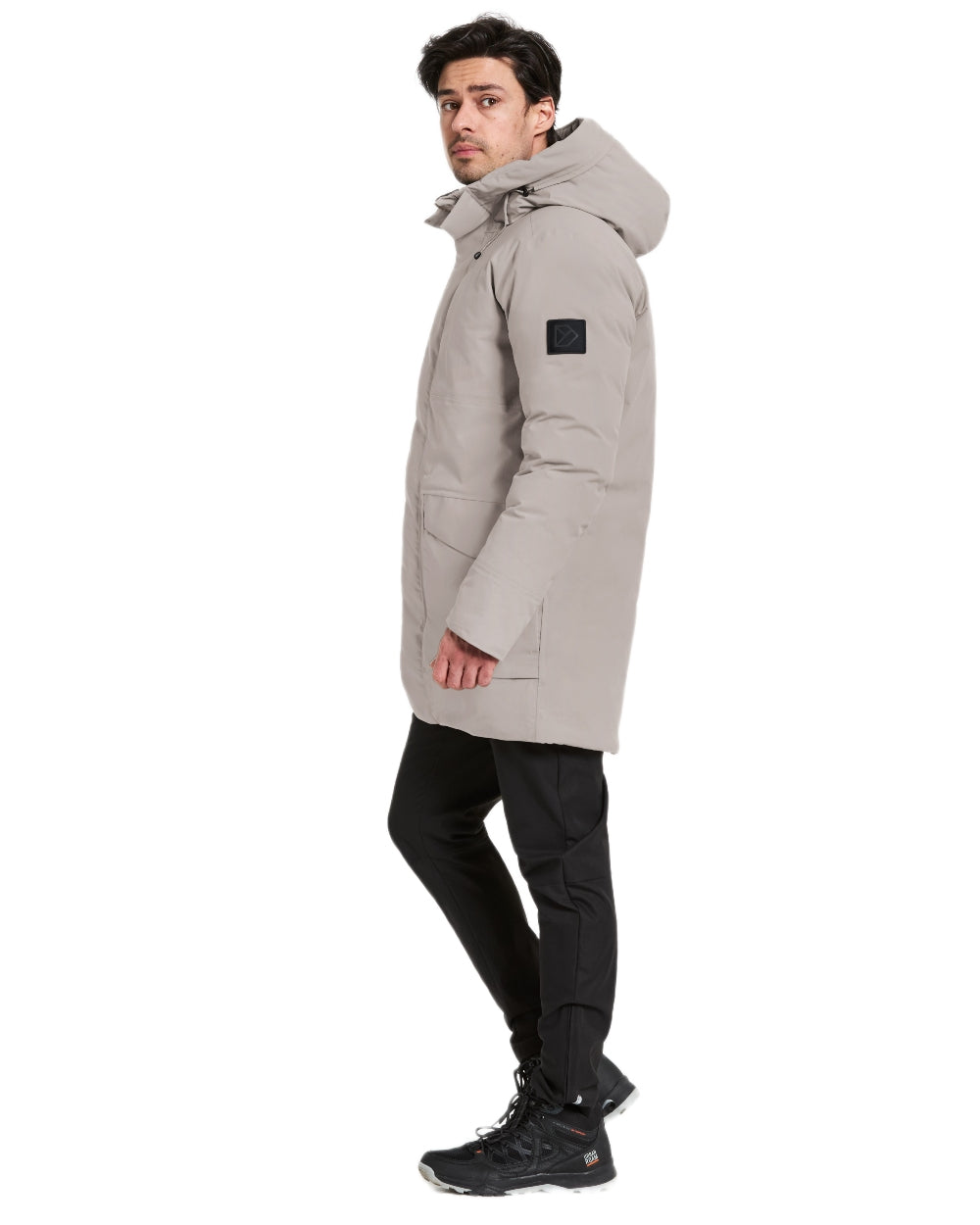 Ash Brown coloured Didriksons Mens Akilles Parka II on white background