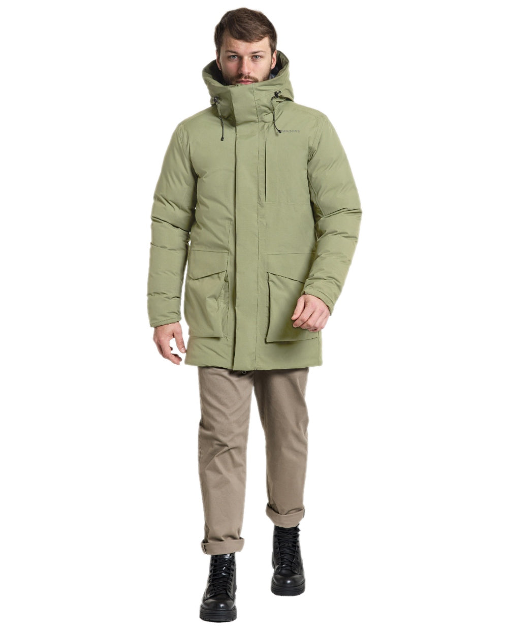 Wild Forest Green Coloured Didriksons Mens Akilles Parka on white background