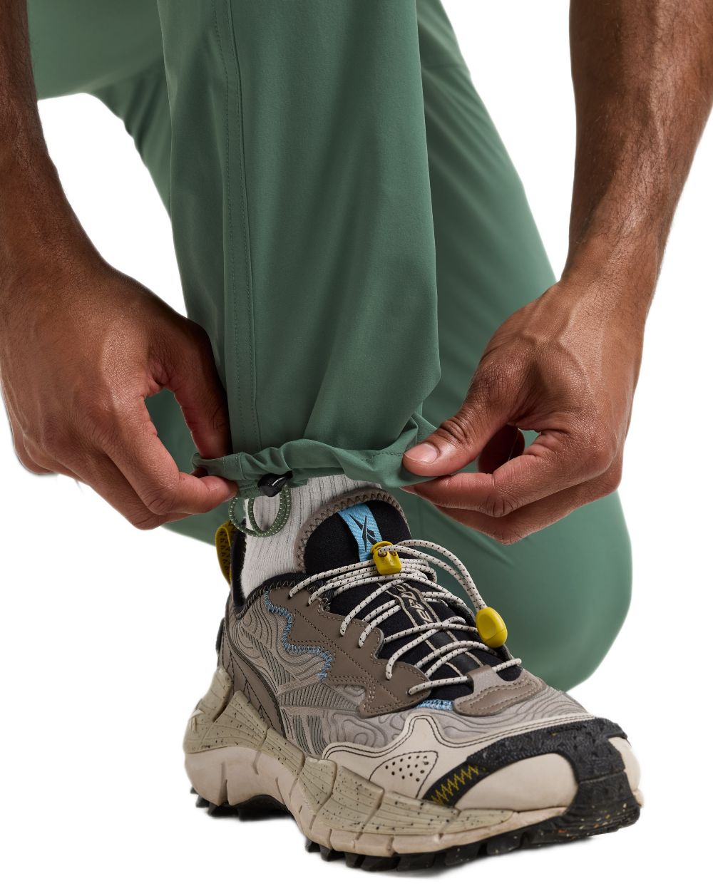 Dark Moss coloured Didriksons Mens Asher Pants on white background