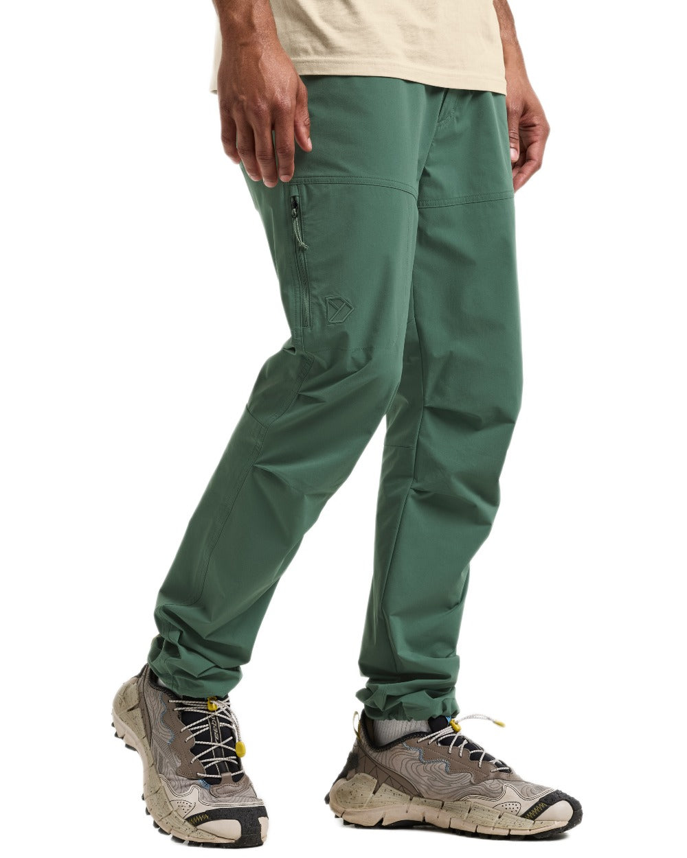 Dark Moss coloured Didriksons Mens Asher Pants on white background