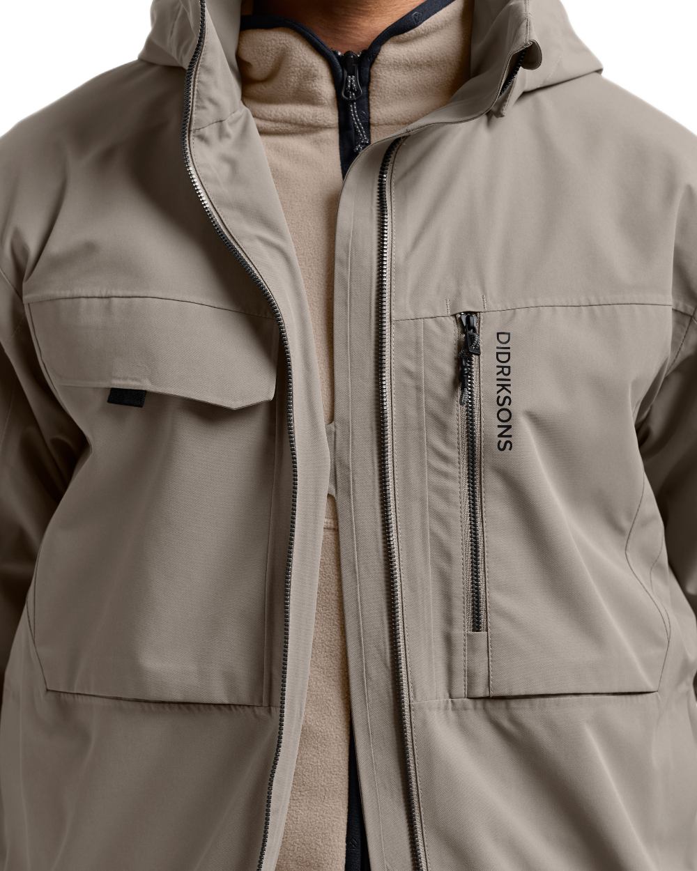 Ash Brown coloured Didriksons Mens Aston Waterproof Jacket on white background