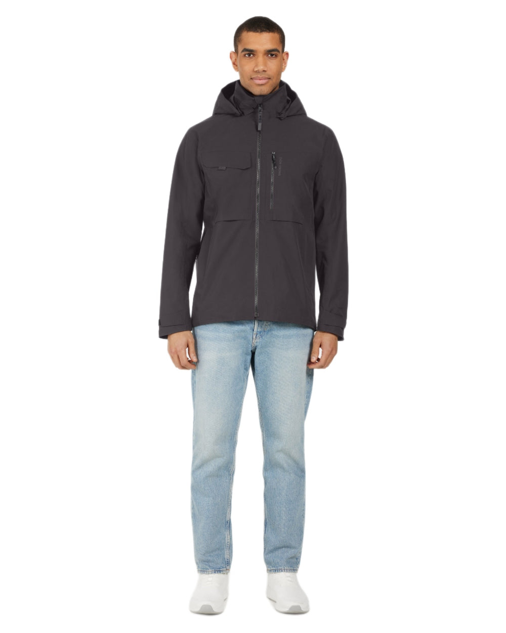 Black coloured Didriksons Mens Aston Waterproof Jacket on white background