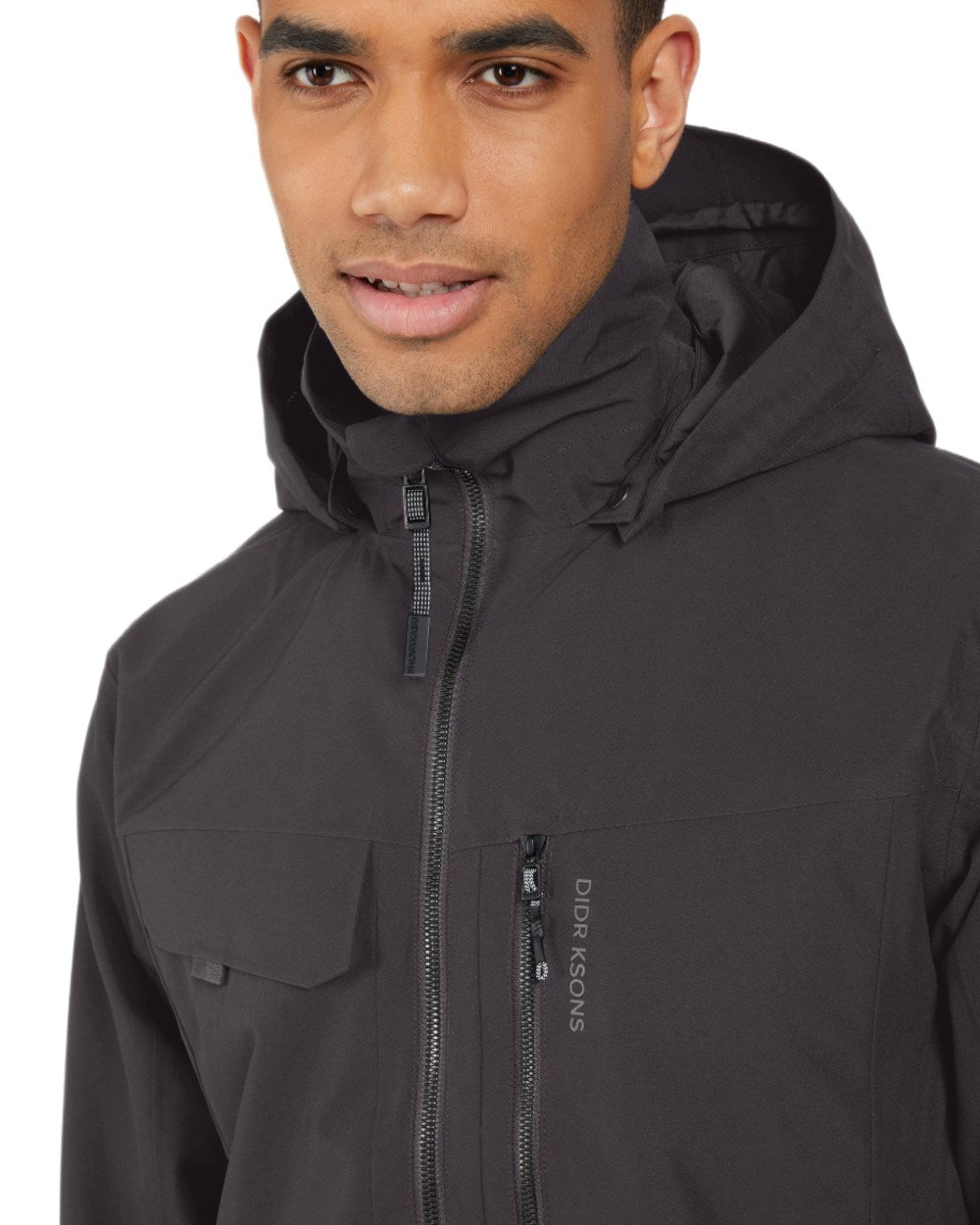 Black coloured Didriksons Mens Aston Waterproof Jacket on white background