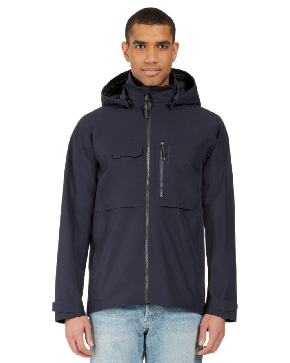 Dark Night Blue coloured Didriksons Mens Aston Waterproof Jacket on white background
