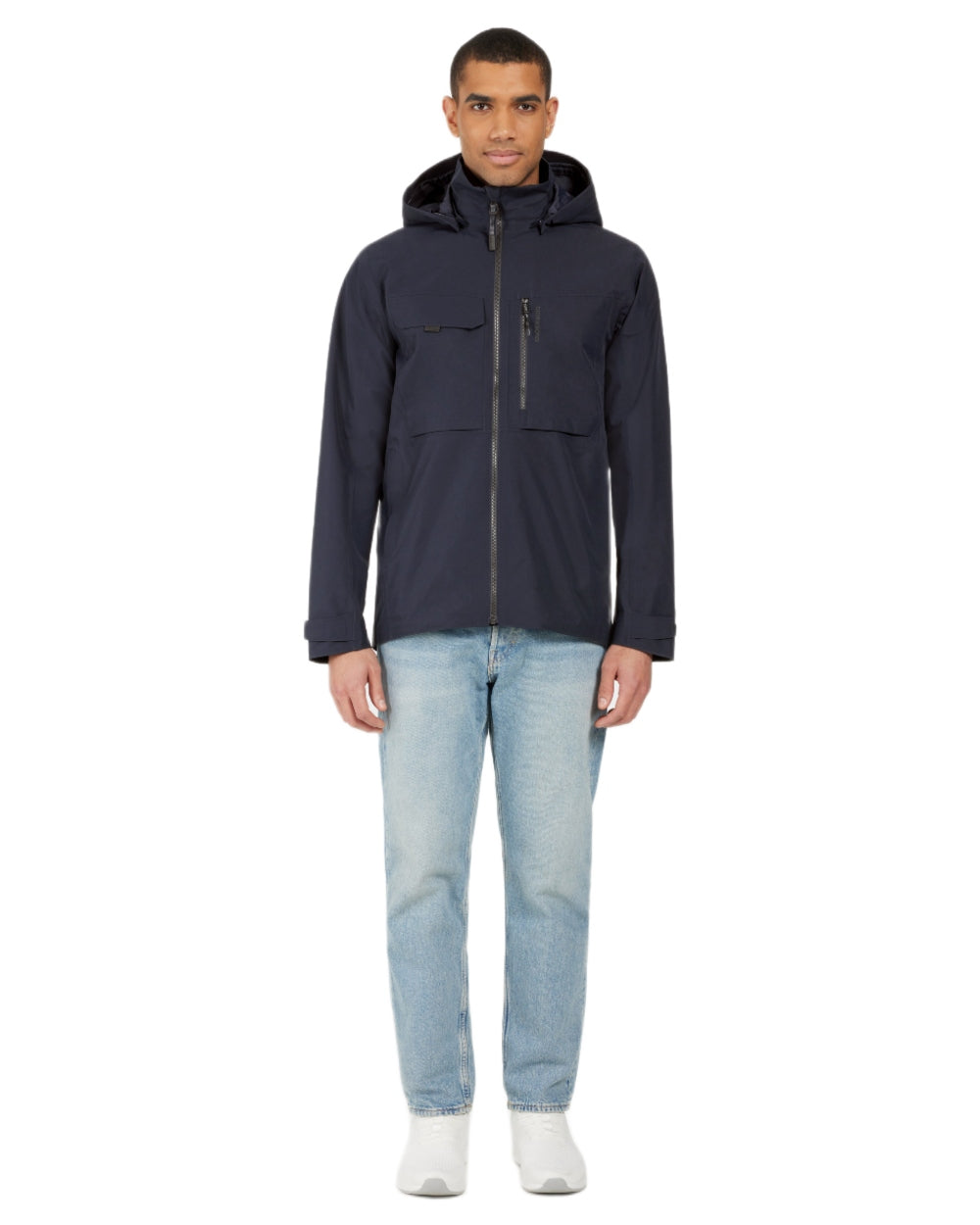 Dark Night Blue coloured Didriksons Mens Aston Waterproof Jacket on white background
