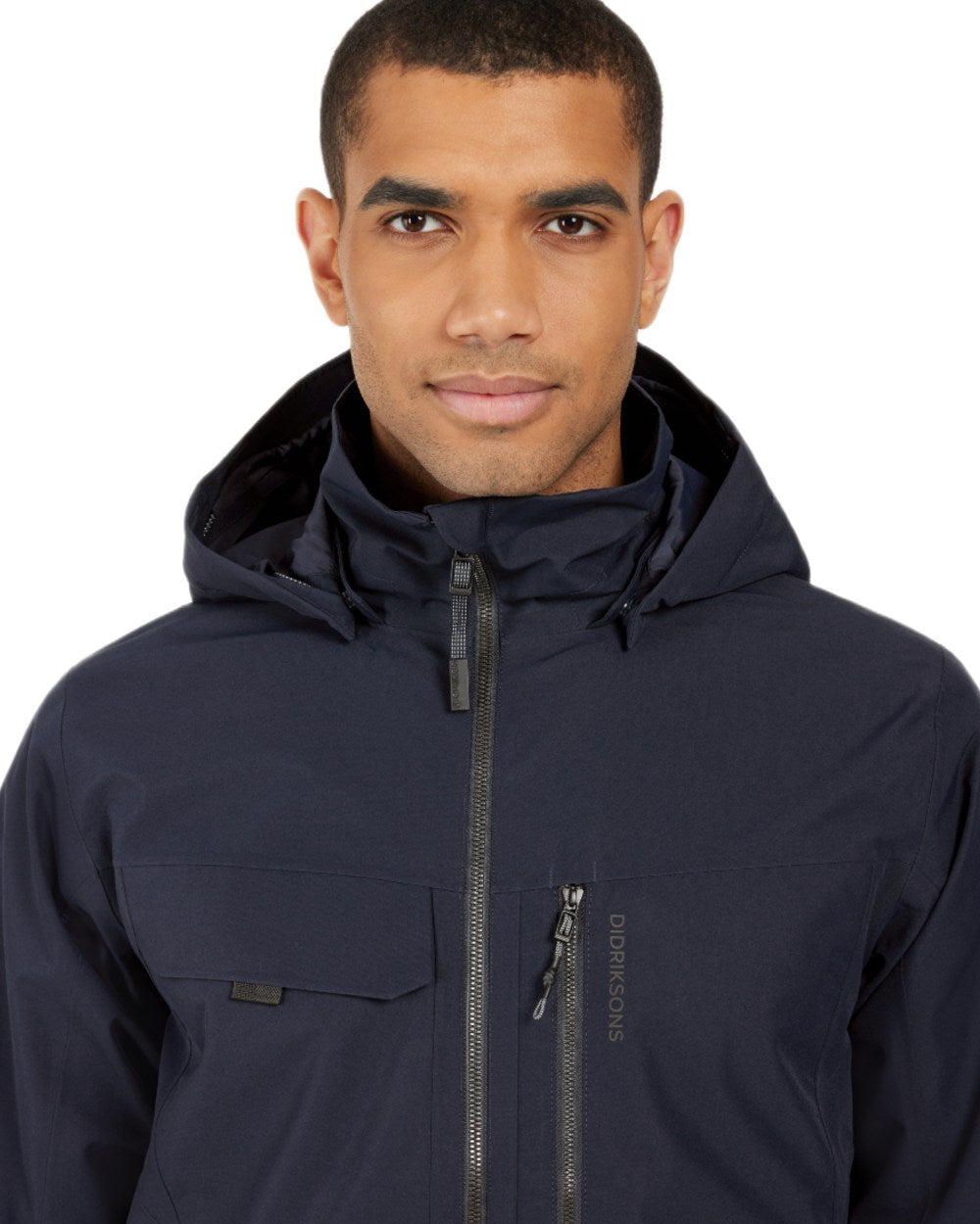 Dark Night Blue coloured Didriksons Mens Aston Waterproof Jacket on white background