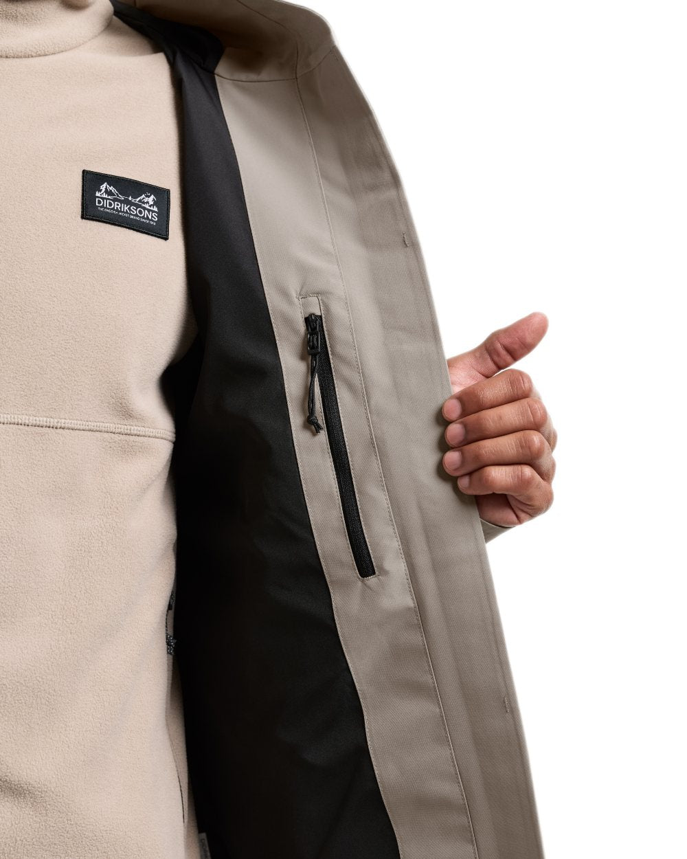 Ash Brown coloured Didriksons Mens Biak Jacket on white background