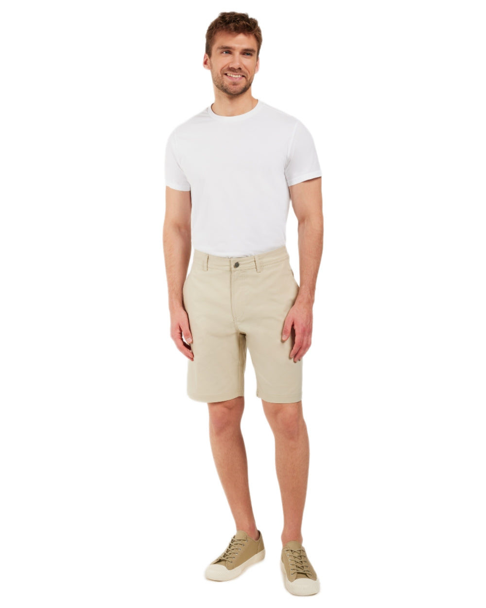 Light Beige coloured Didriksons Mens Bracke Shorts on white background