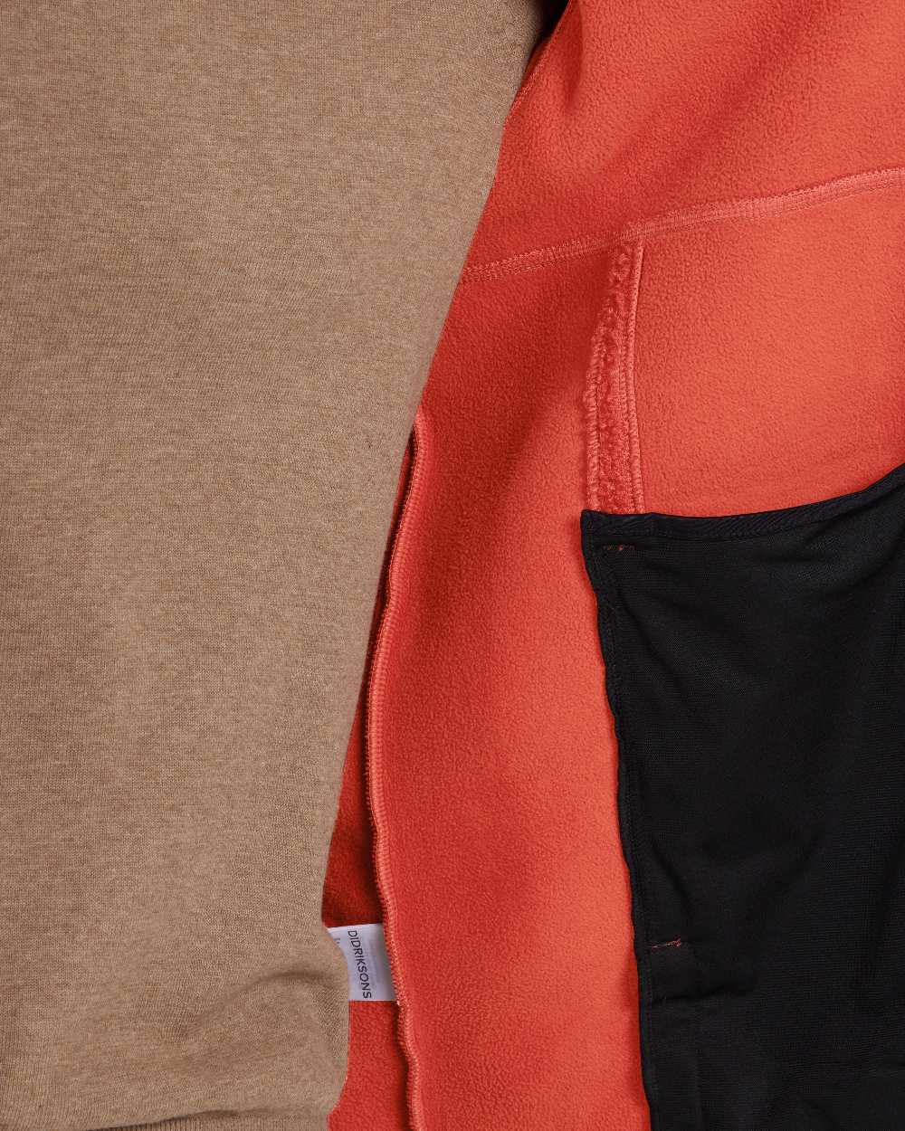 Ochre Red coloured Didriksons Mens Bror Full Zip Fleece Jacket 3 on white background