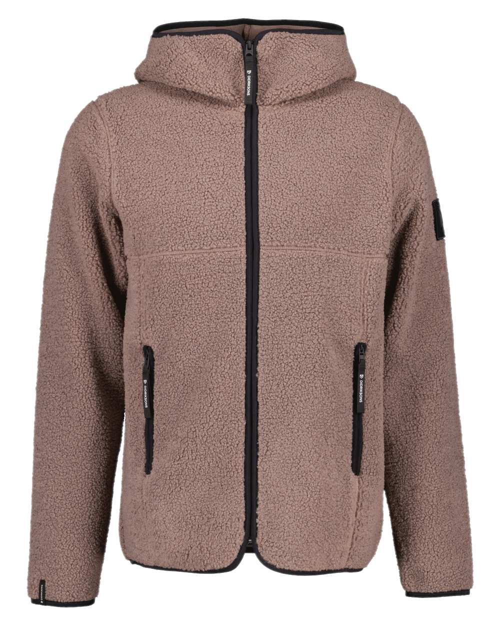 Bark coloured Didriksons Mens Bror Full Zip Fleece Jacket 3 on white background