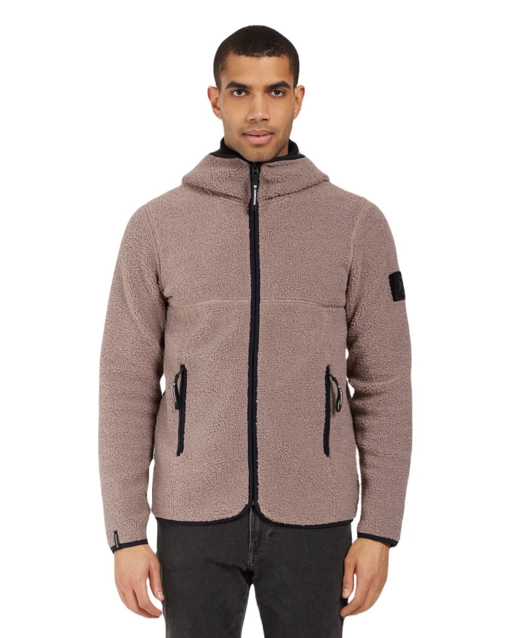 Bark coloured Didriksons Mens Bror Full Zip Fleece Jacket 3 on white background