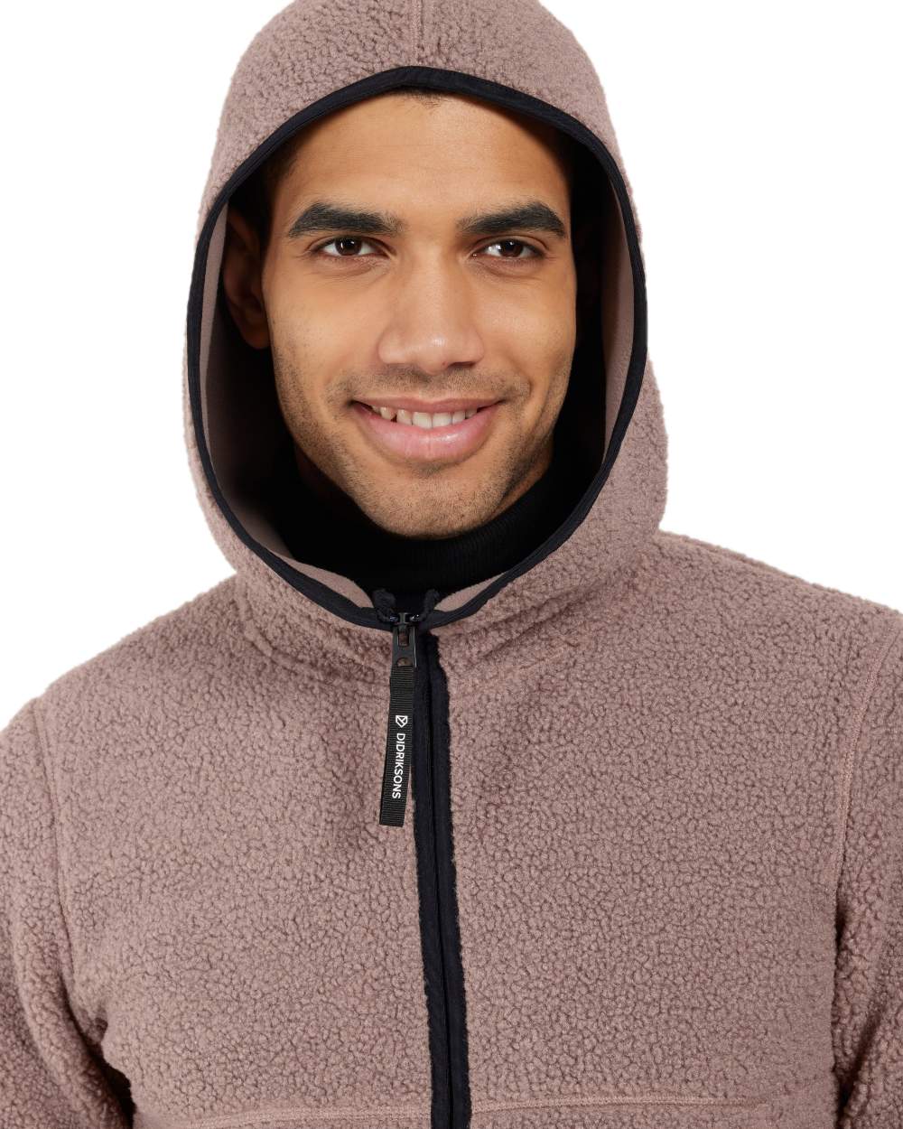 Bark coloured Didriksons Mens Bror Full Zip Fleece Jacket 3 on white background