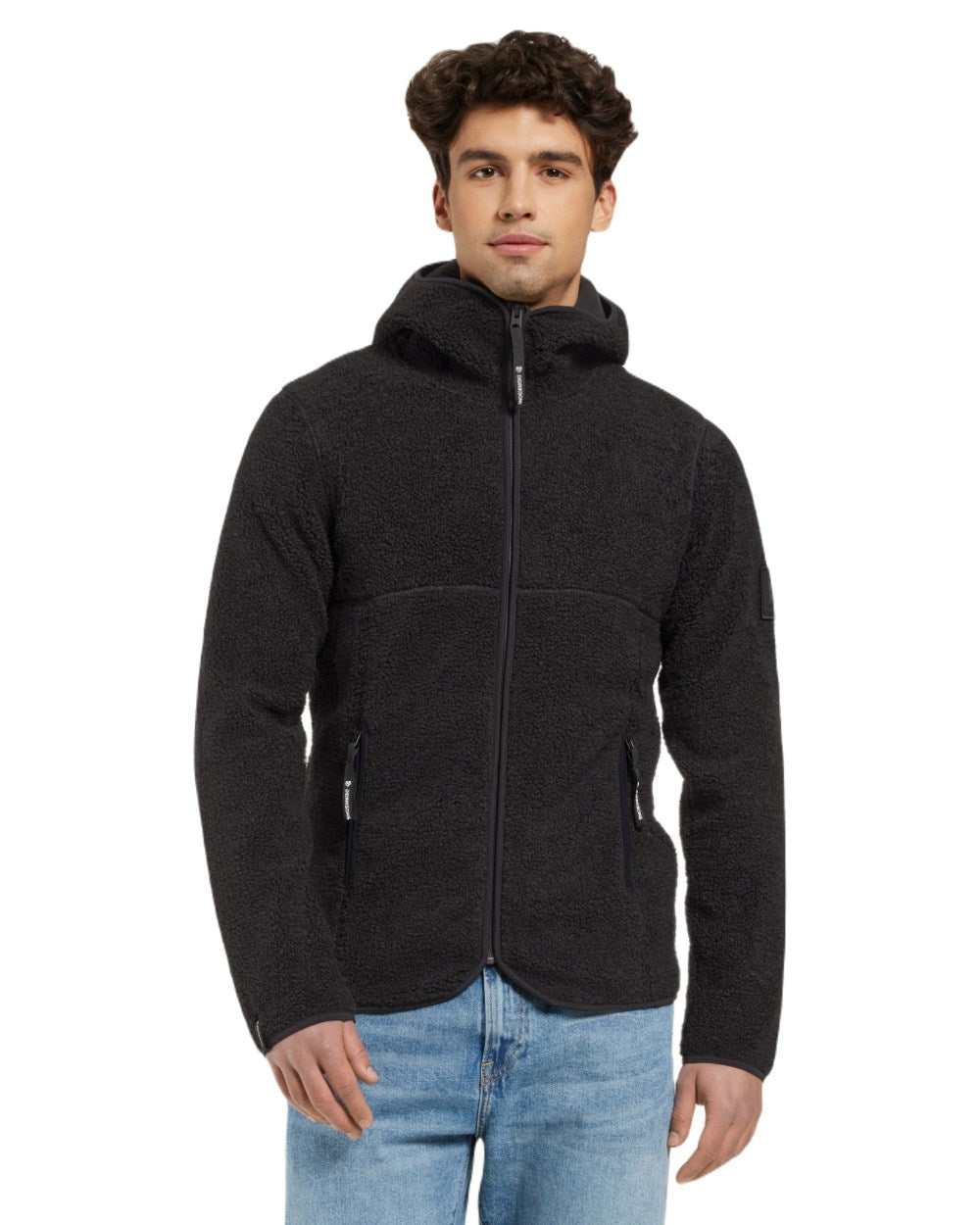 Black coloured Didriksons Mens Bror Full Zip Fleece Jacket 3 on white background