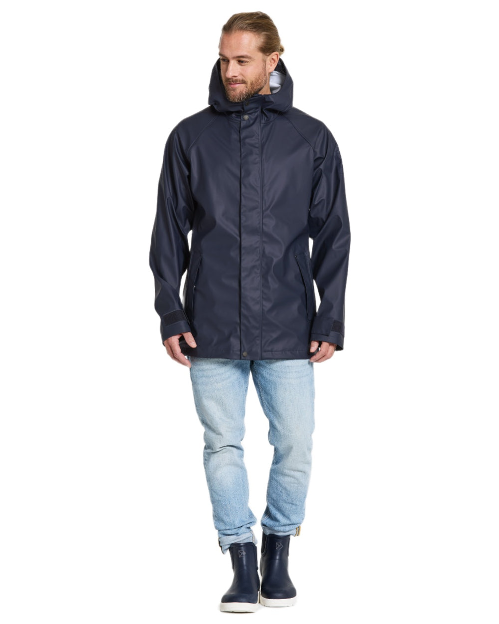 Dark Night Blue coloured Didriksons Mens Darwin Jacket on white background