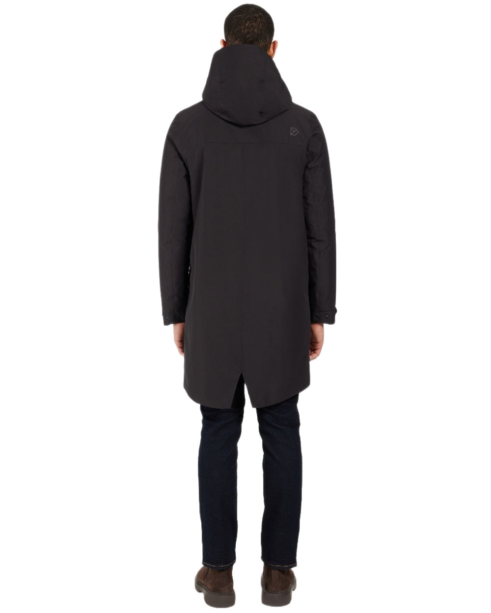 Black Coloured Didriksons Mens Falke Parka on white background