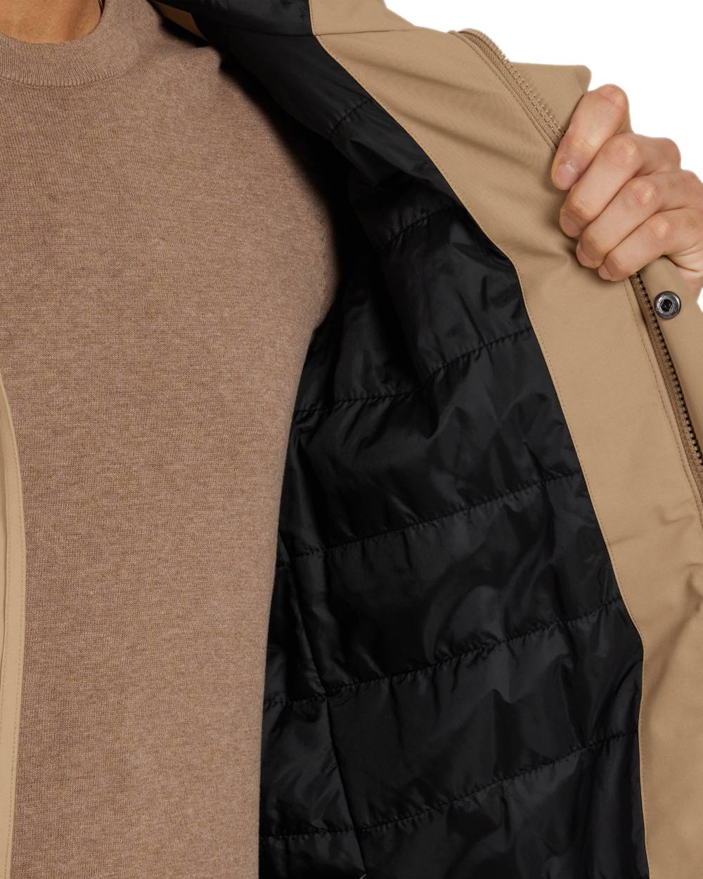 Wood Coloured Didriksons Mens Falke Parka on white background