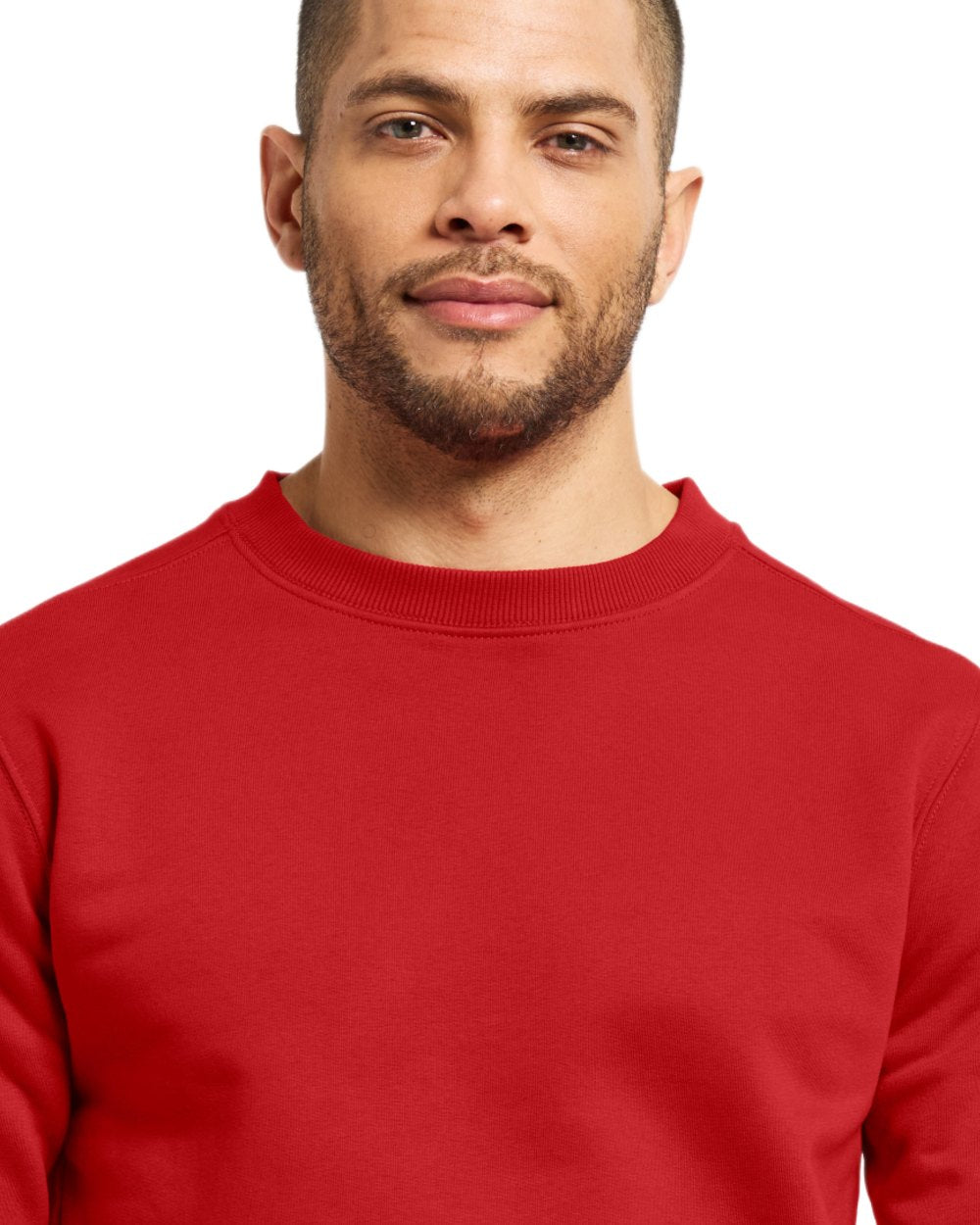 Pomme Red coloured Didriksons Mens Fyn Sweater on white background
