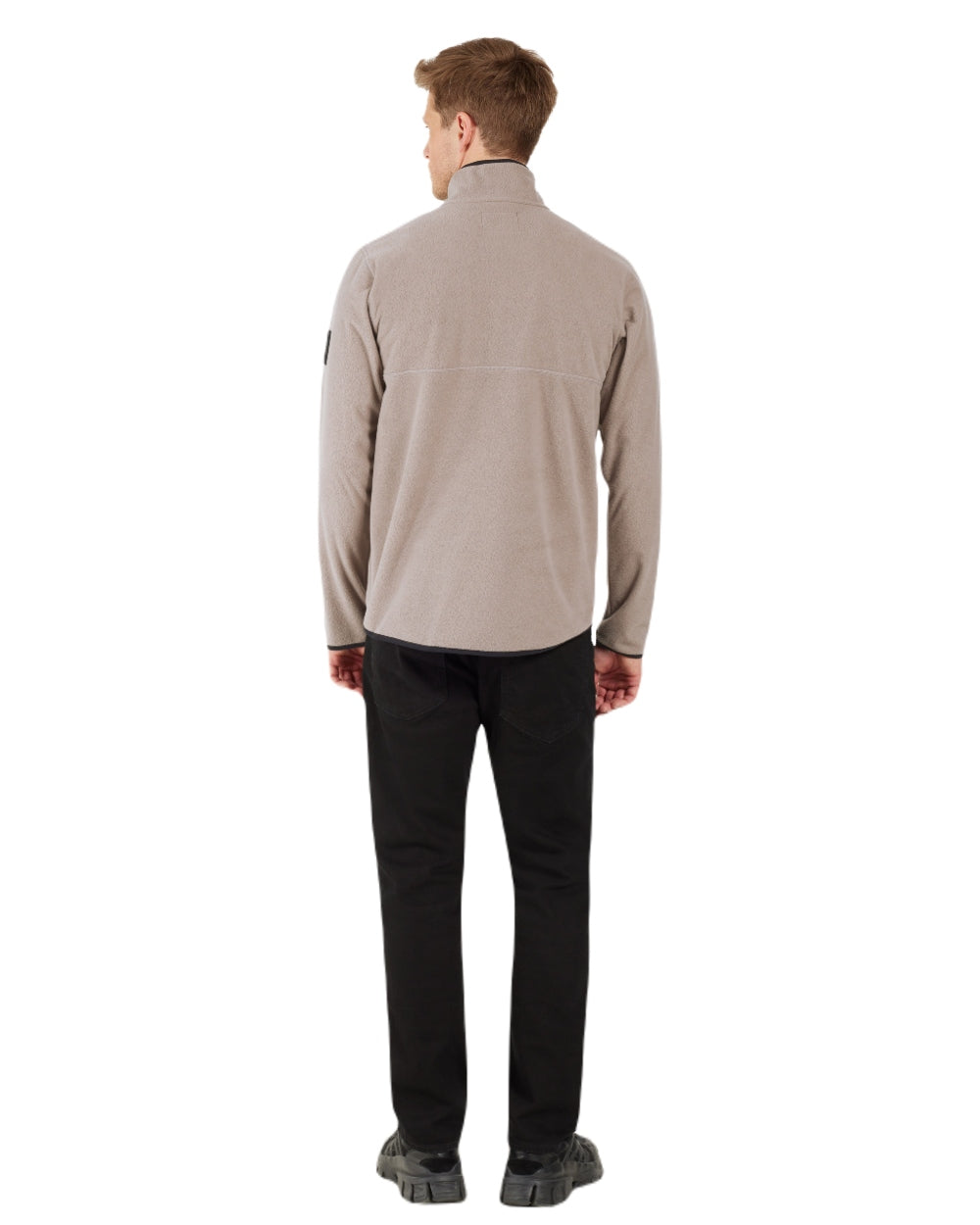 Ash Brown coloured Didriksons Mens Hannes Half Zip Sweater on white background