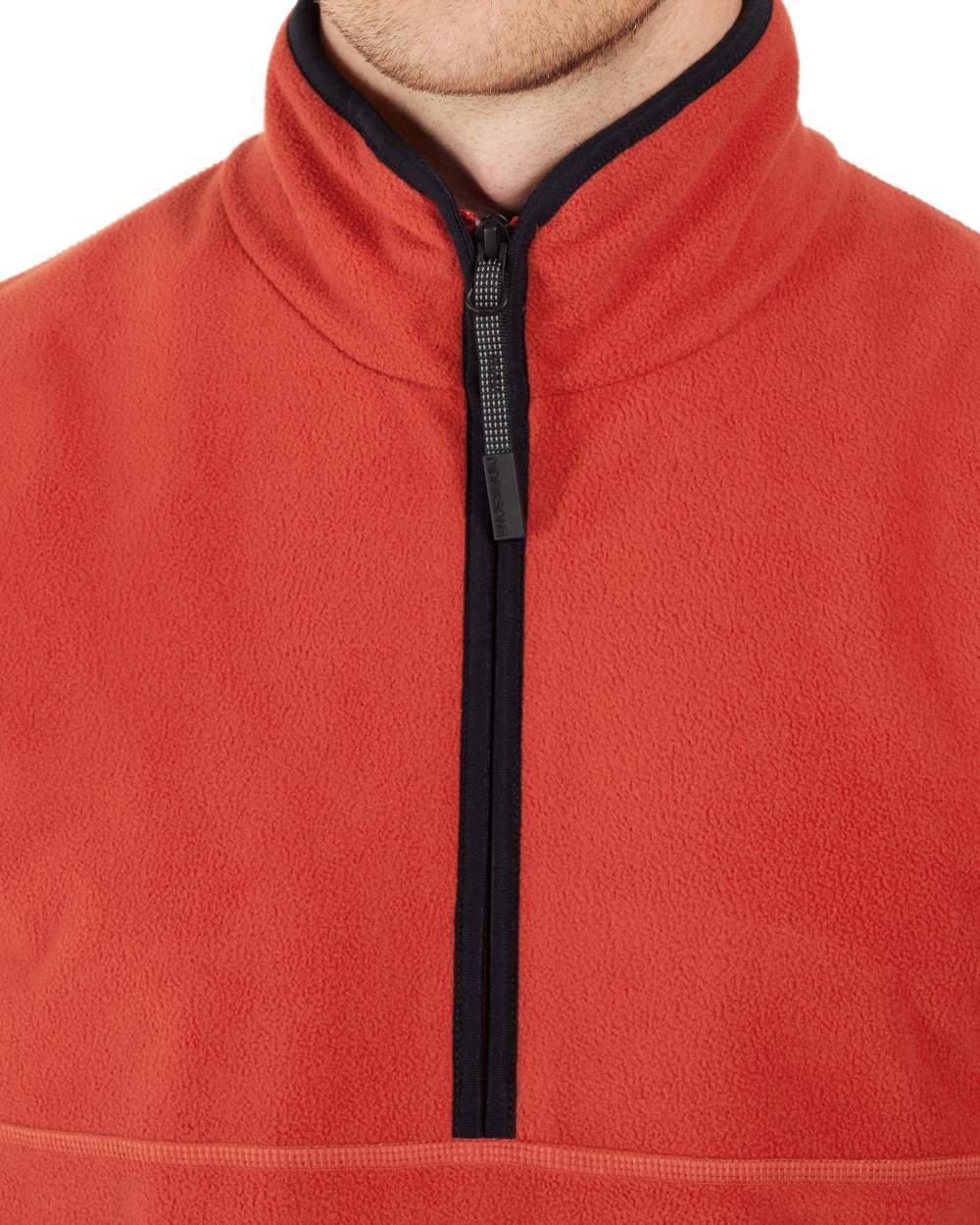 Ochre Red coloured Didriksons Mens Hannes Half Zip Sweater on white background