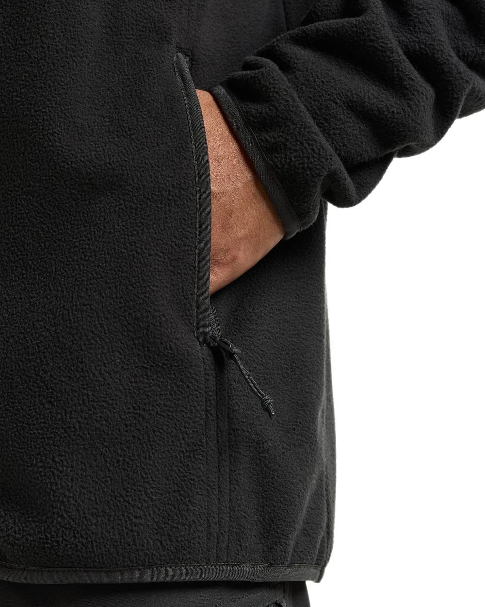 Black coloured Didriksons Mens Hans Windproof Full Zip Fleece on white background