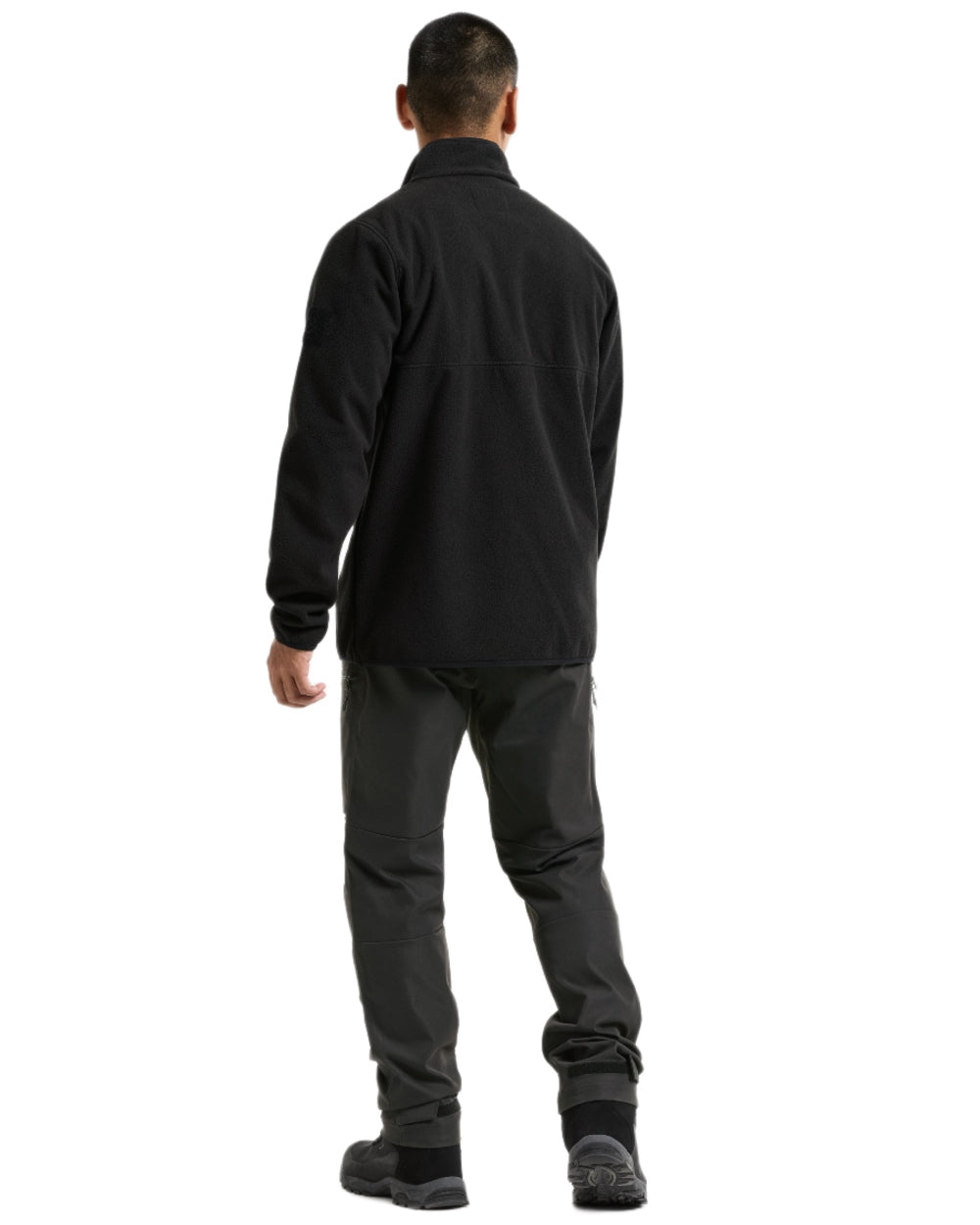 Black coloured Didriksons Mens Hans Windproof Full Zip Fleece on white background