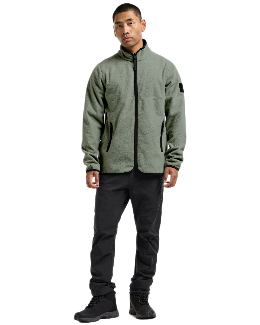 Wilted Leaf coloured Didriksons Mens Hans Windproof Full Zip Fleece on white background