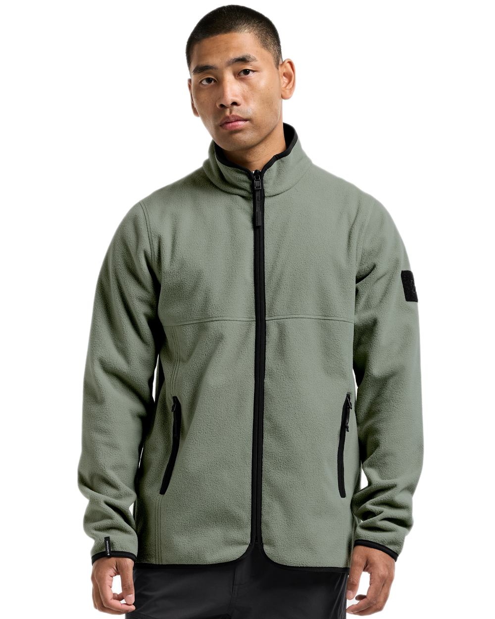 Wilted Leaf coloured Didriksons Mens Hans Windproof Full Zip Fleece on white background