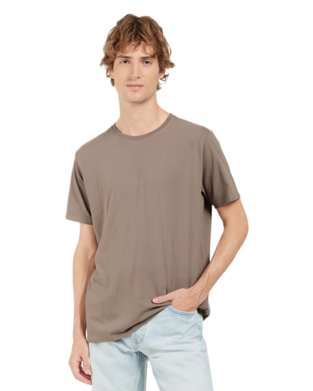 Ash Brown coloured Didriksons Mens Harald T-Shirt on white background
