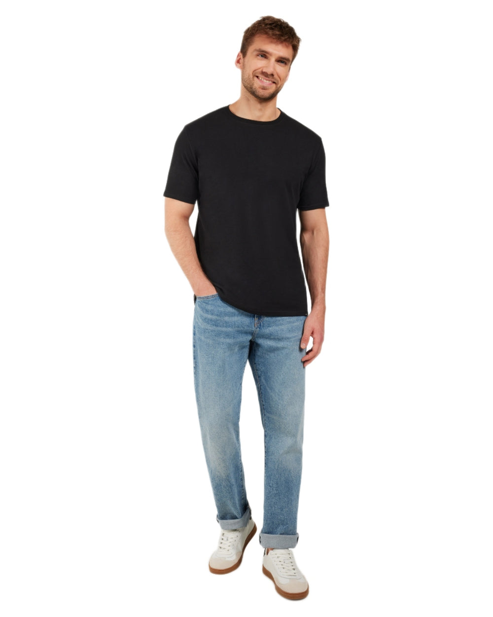 Black coloured Didriksons Mens Harald T-Shirt on white background