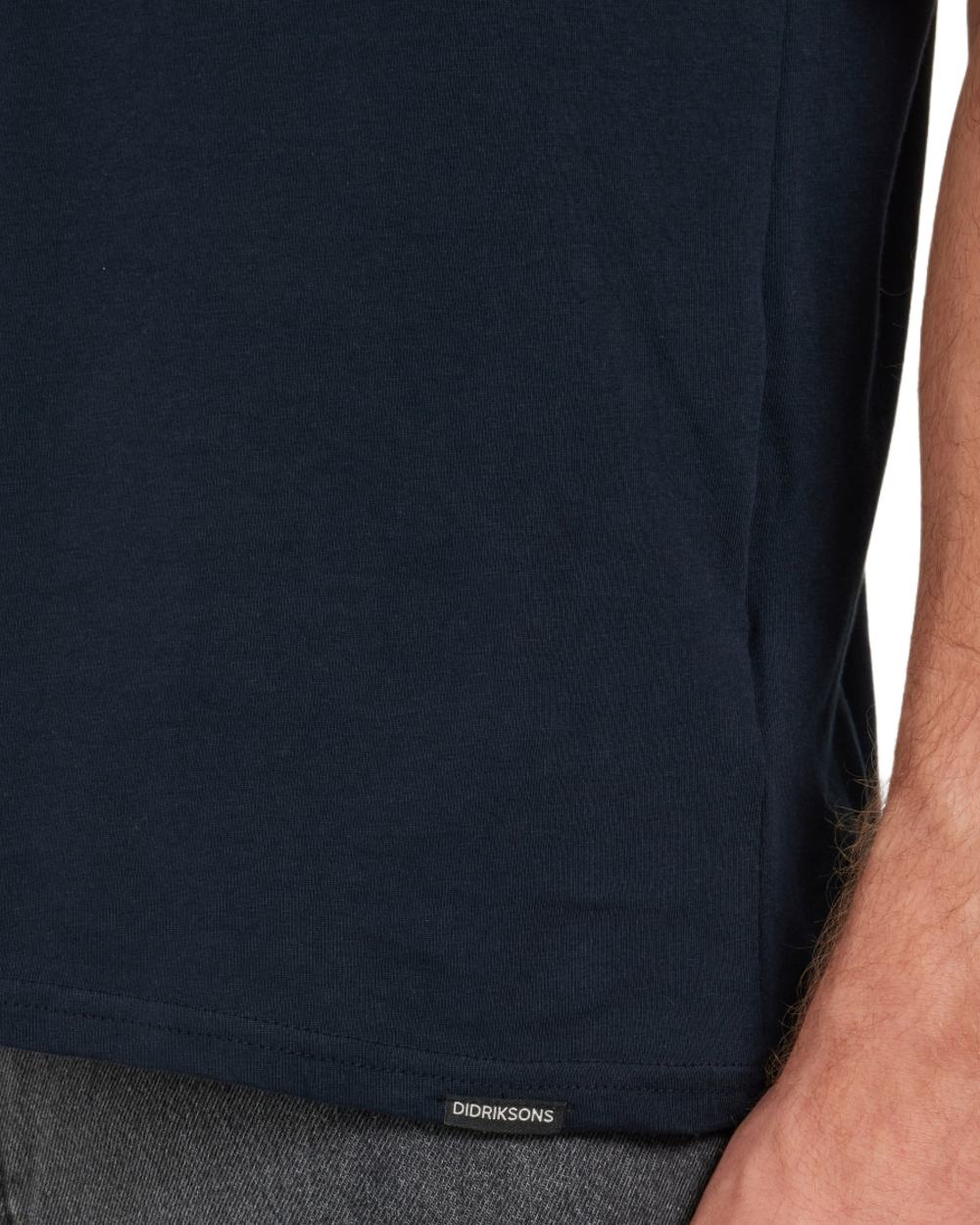 Dark Night Blue coloured Didriksons Mens Harald T-Shirt on white background