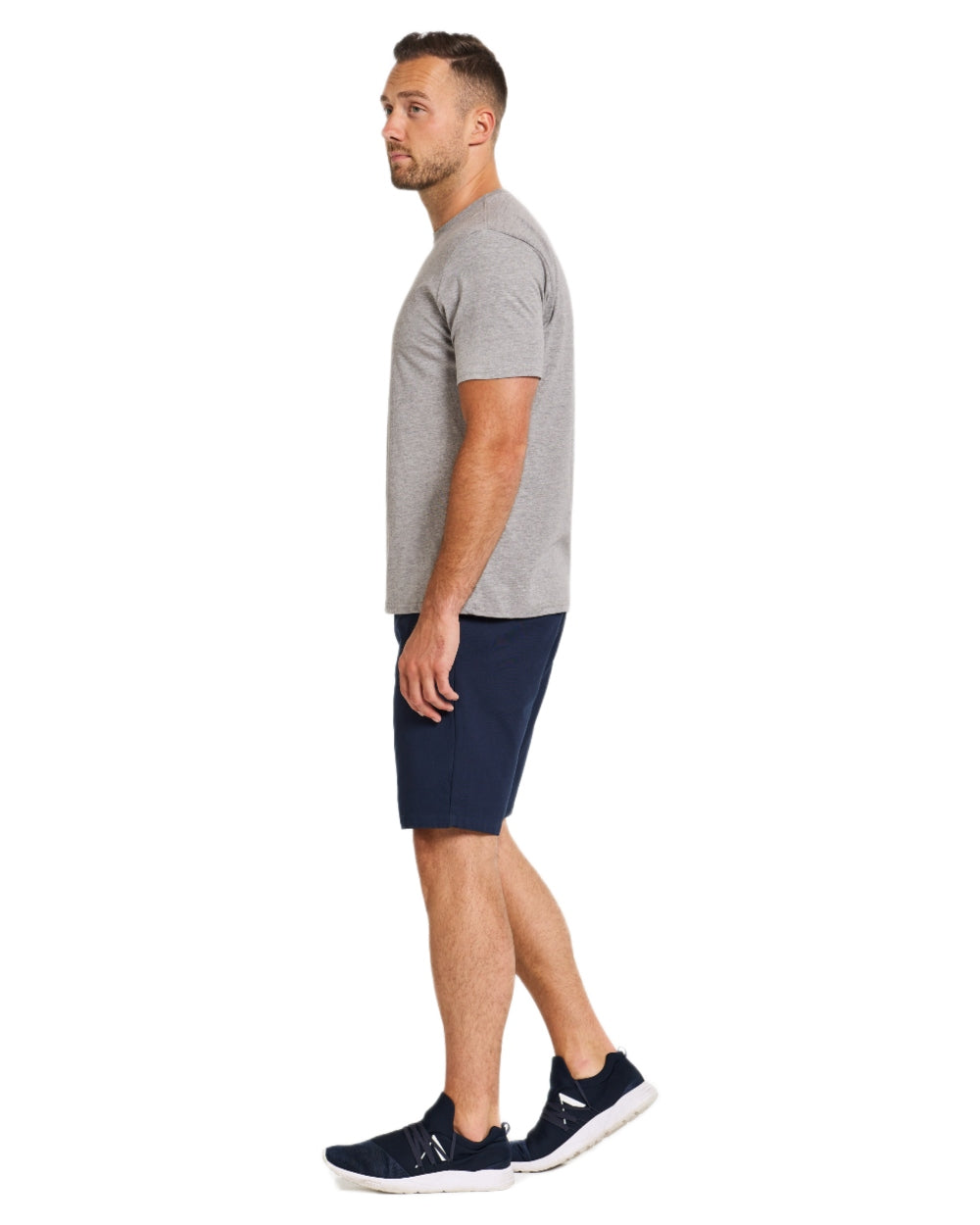 Grey Melange coloured Didriksons Mens Harald T-Shirt on white background