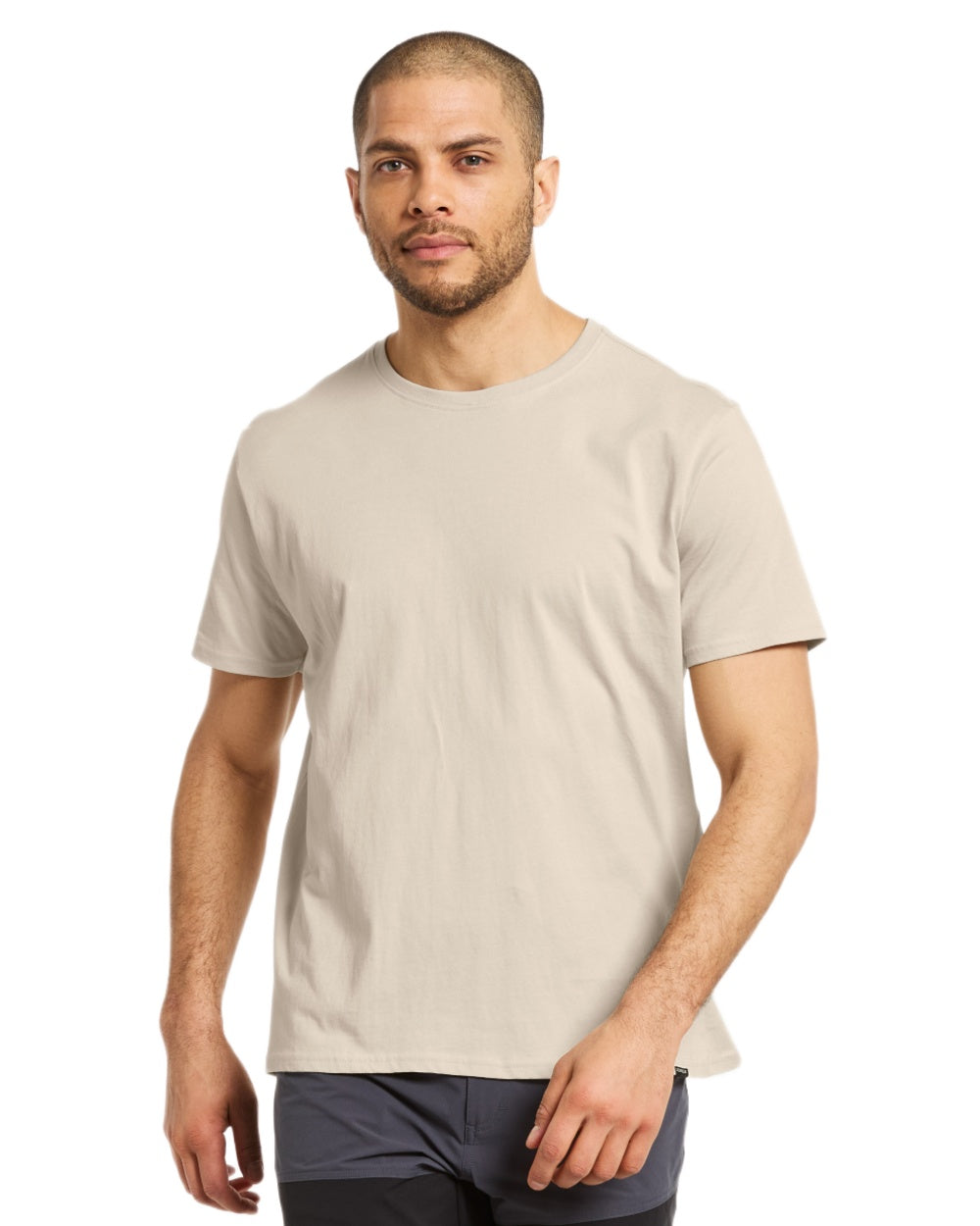Light Beige coloured Didriksons Mens Harald T-Shirt on white background
