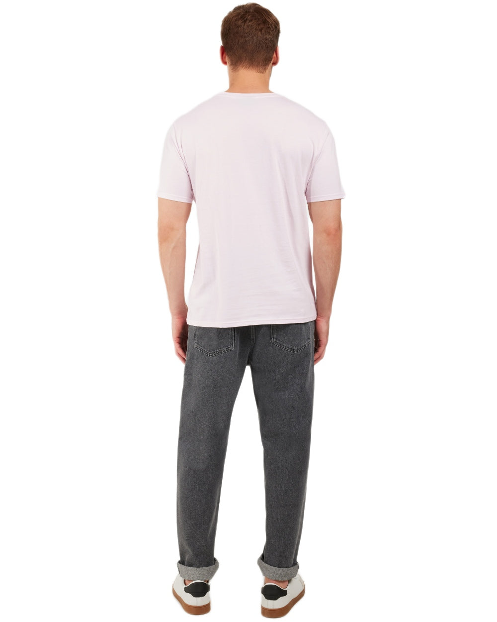 Sky Pink coloured Didriksons Mens Harald T-Shirt on white background