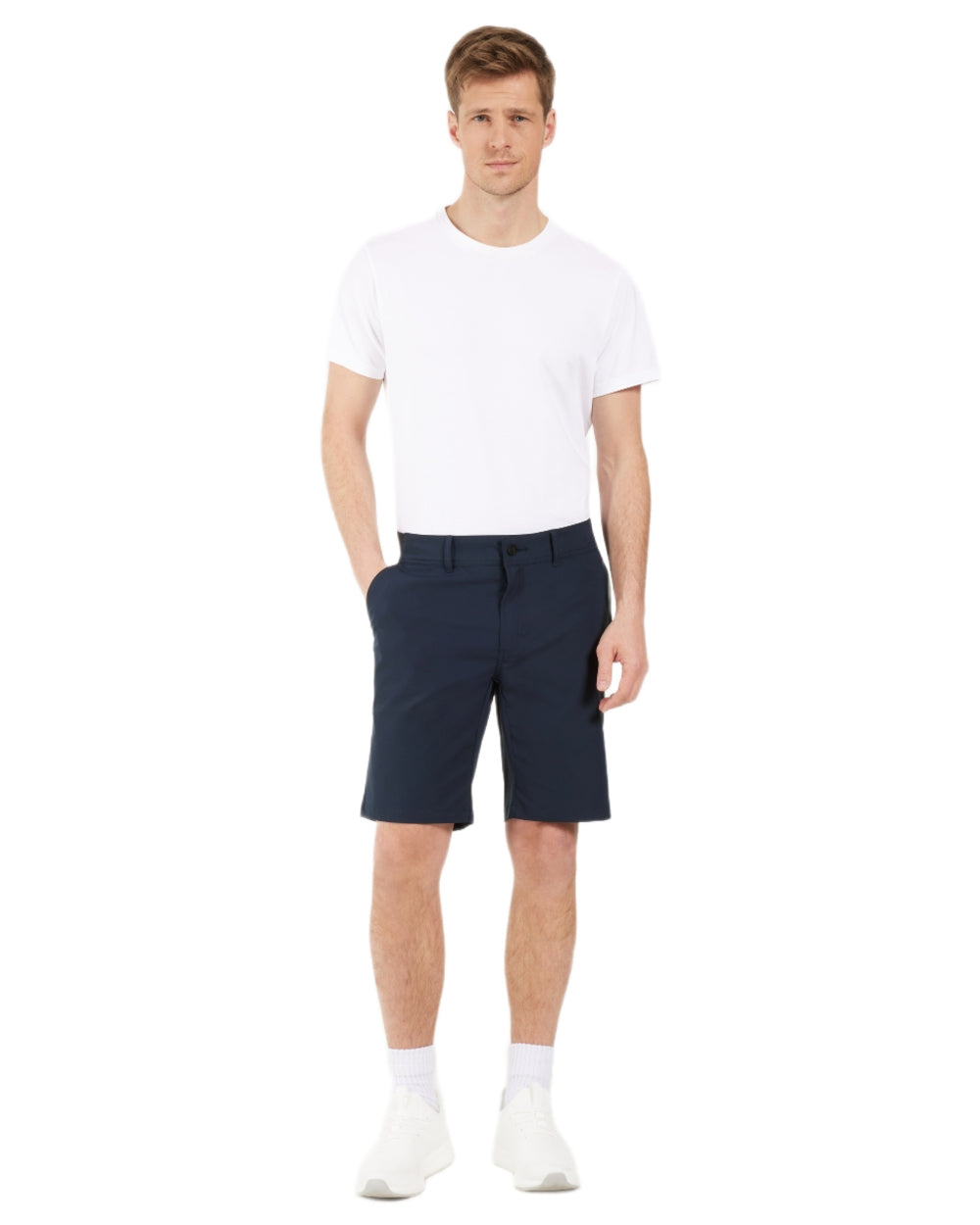 Dark Night Blue coloured Didriksons Mens Ian Shorts on white background