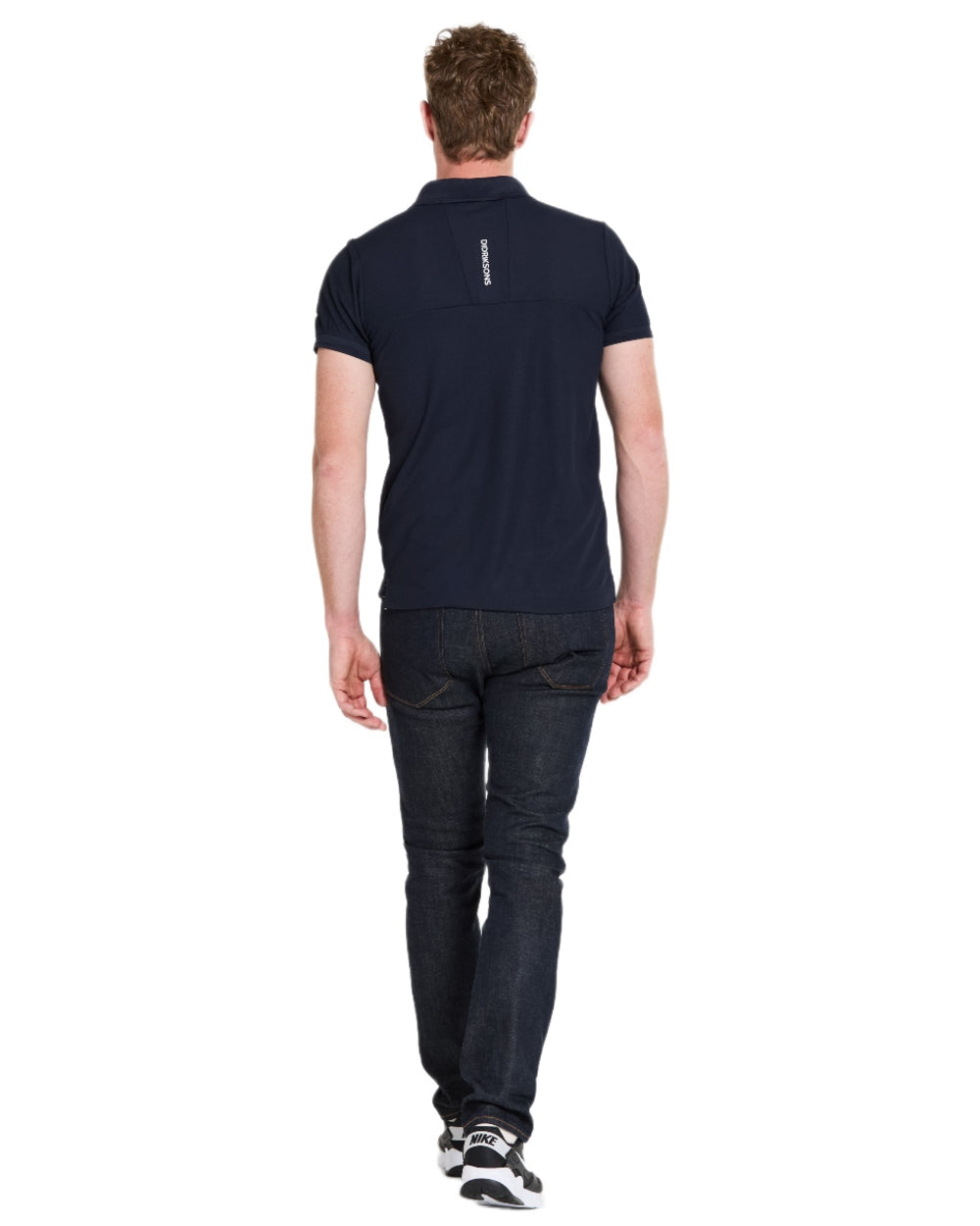 Dark Night Blue coloured Didriksons Mens Jack Polo T-Shirt on white background