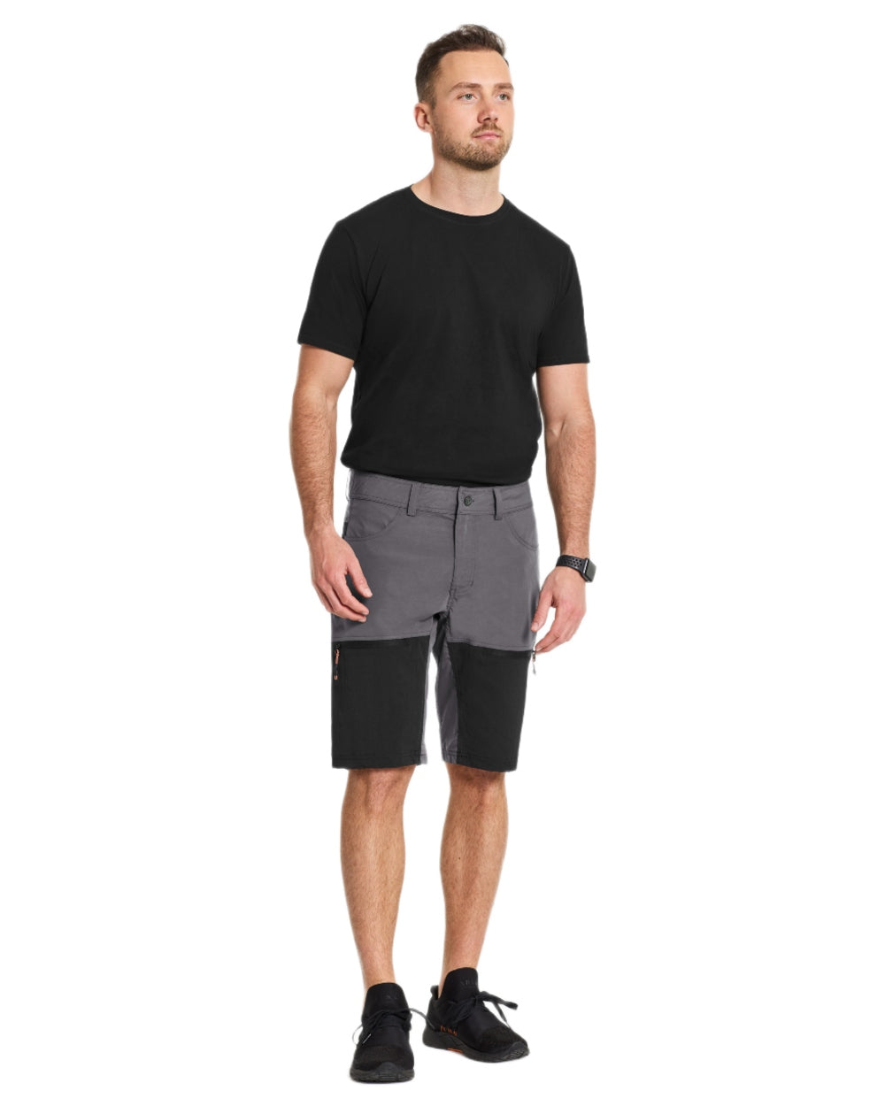 Coal Black coloured Didriksons Mens Kallax Shorts on white background