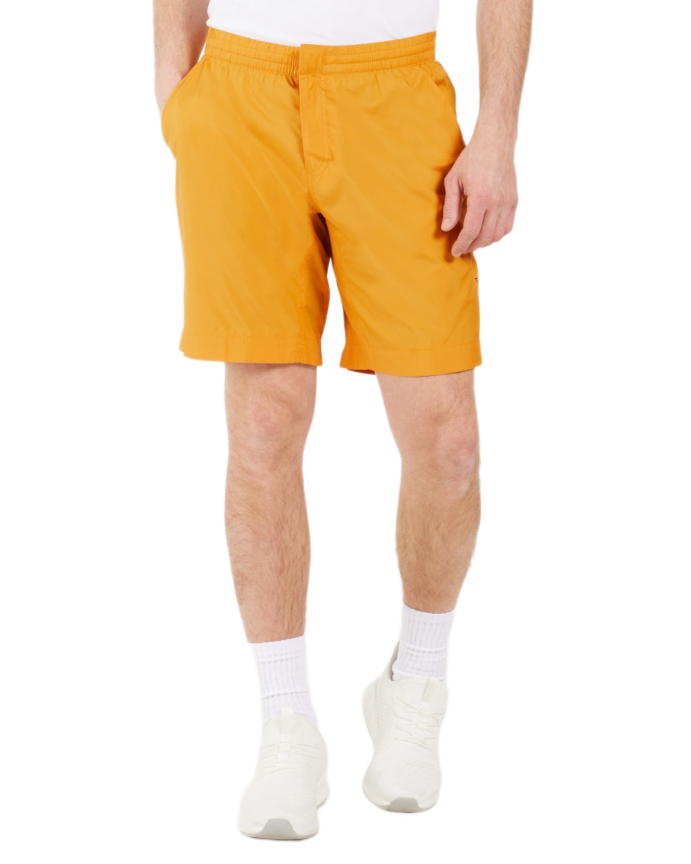 Sunny Mustard coloured Didriksons Mens Malte Shorts on white background