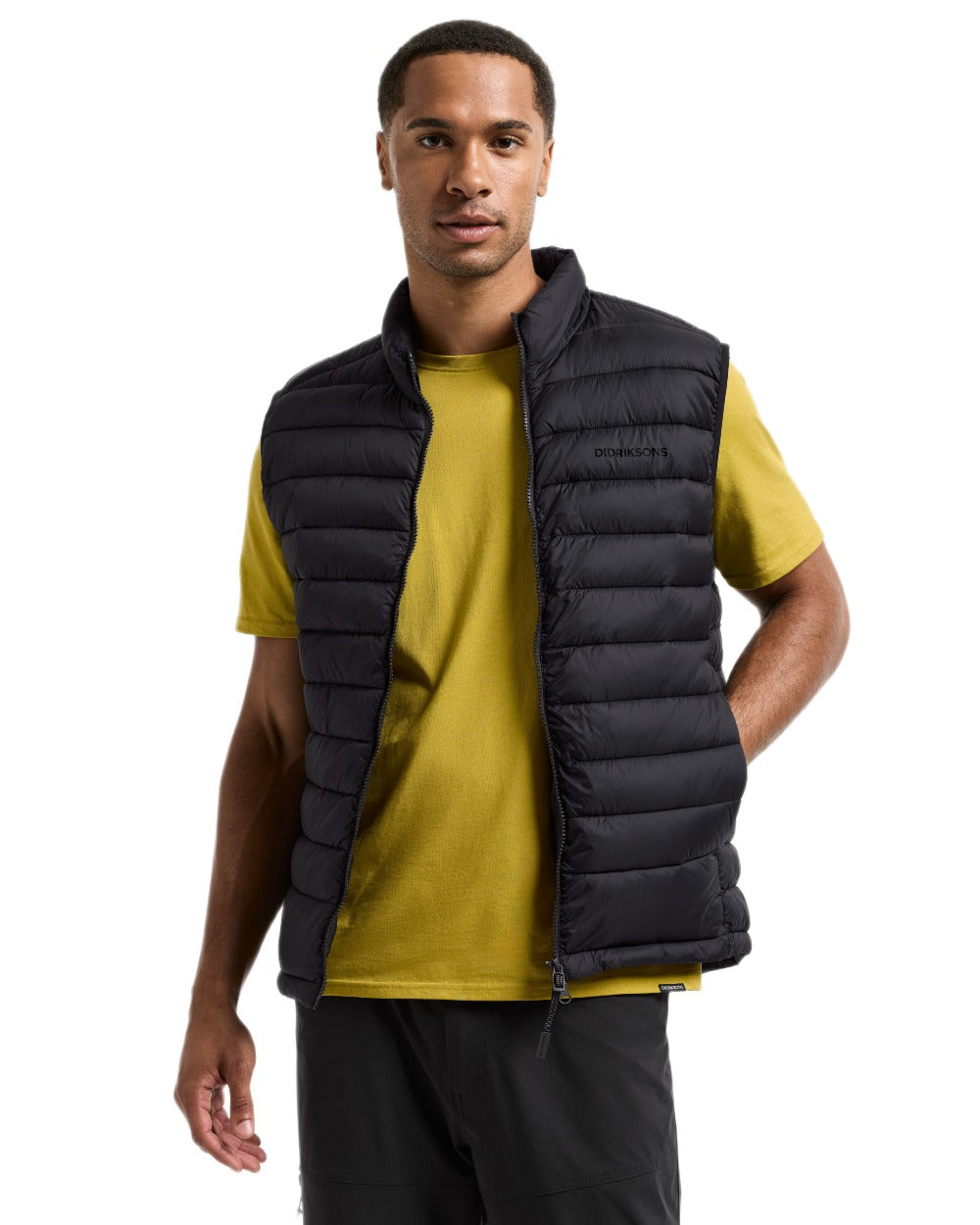 Black coloured Didriksons Mens Marino Vest on white background