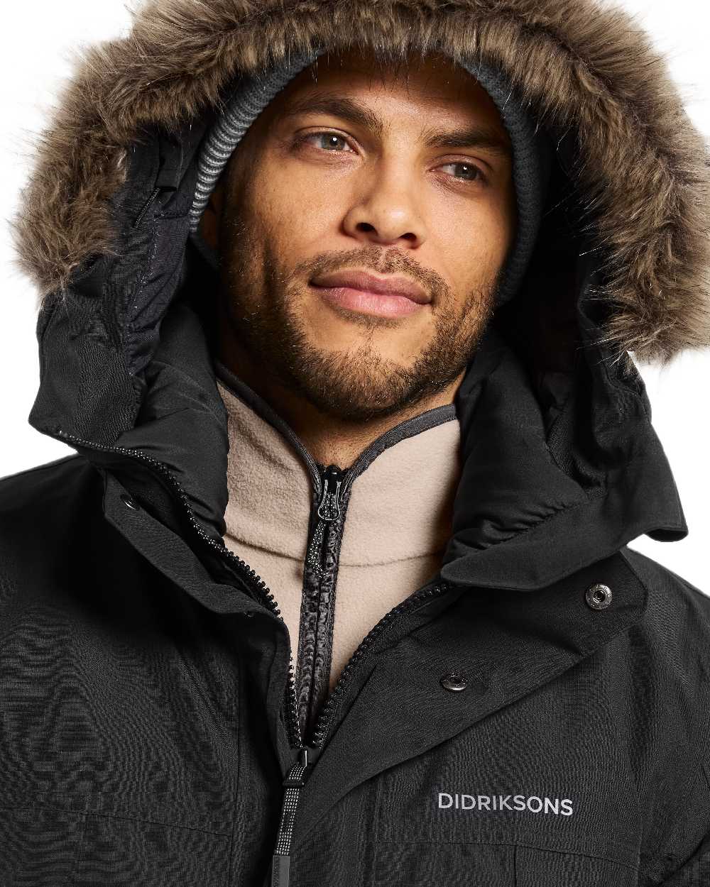 Black Coloured Didriksons Mens Rick Parka on white background
