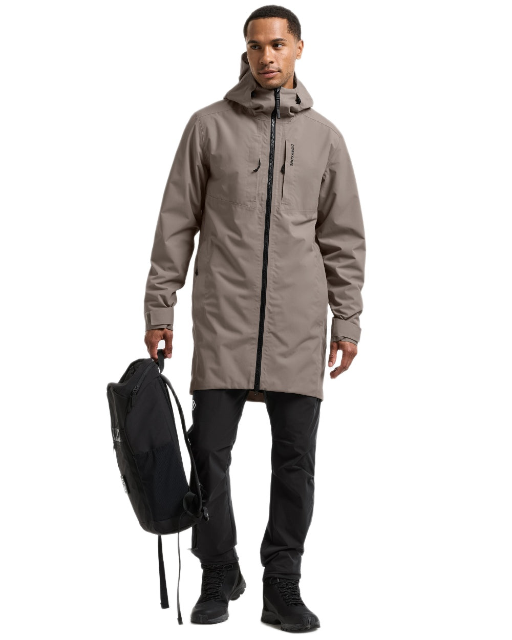 Ash Brown coloured Didriksons Mens Soren Parka on white background