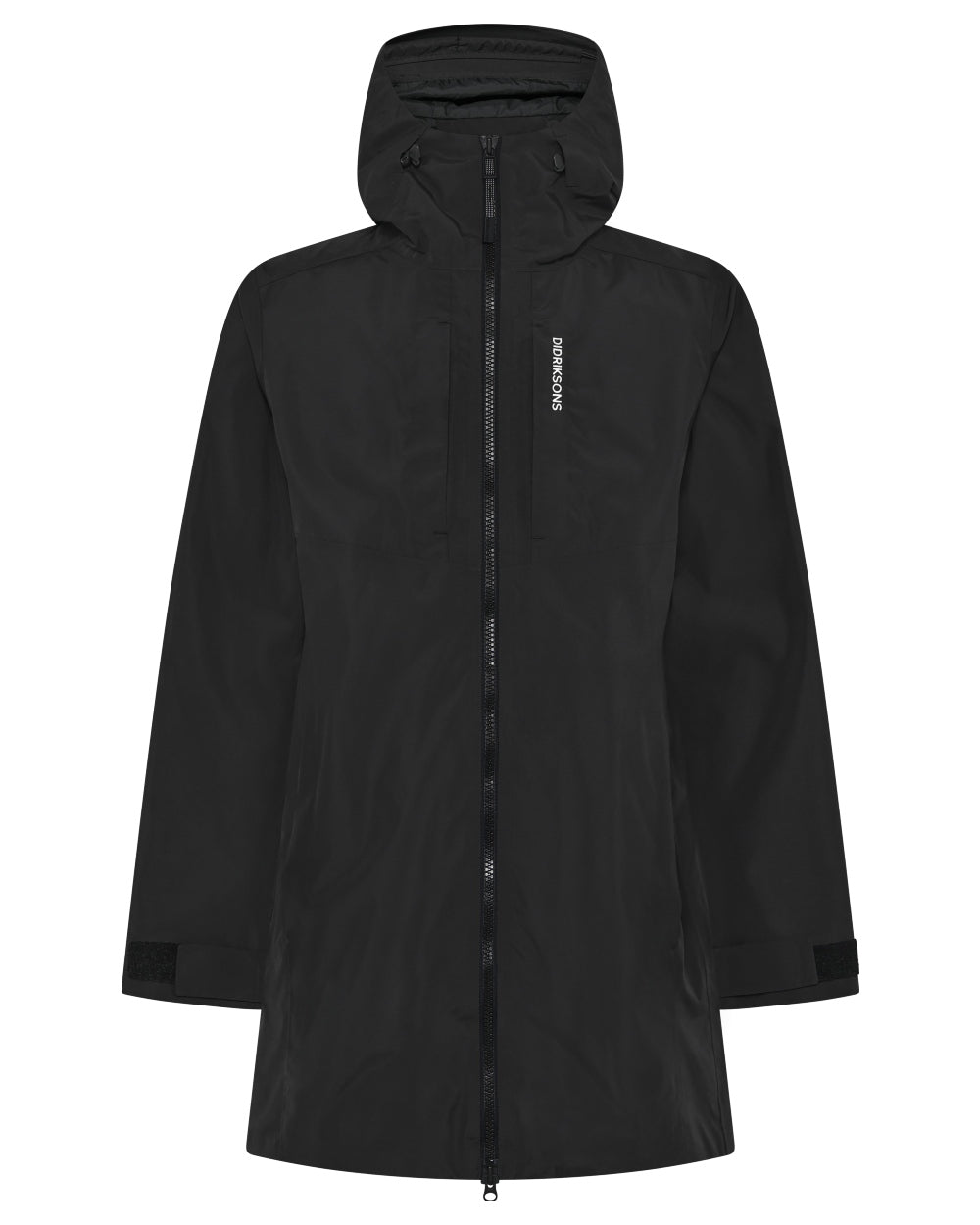 Black coloured Didriksons Mens Soren Parka on white background
