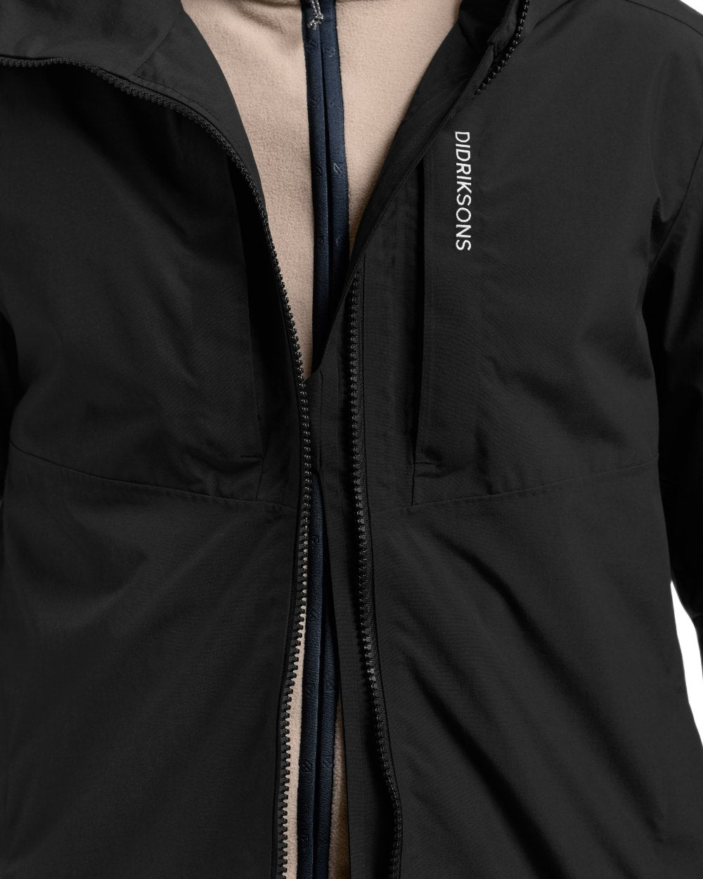 Black coloured Didriksons Mens Soren Parka on white background
