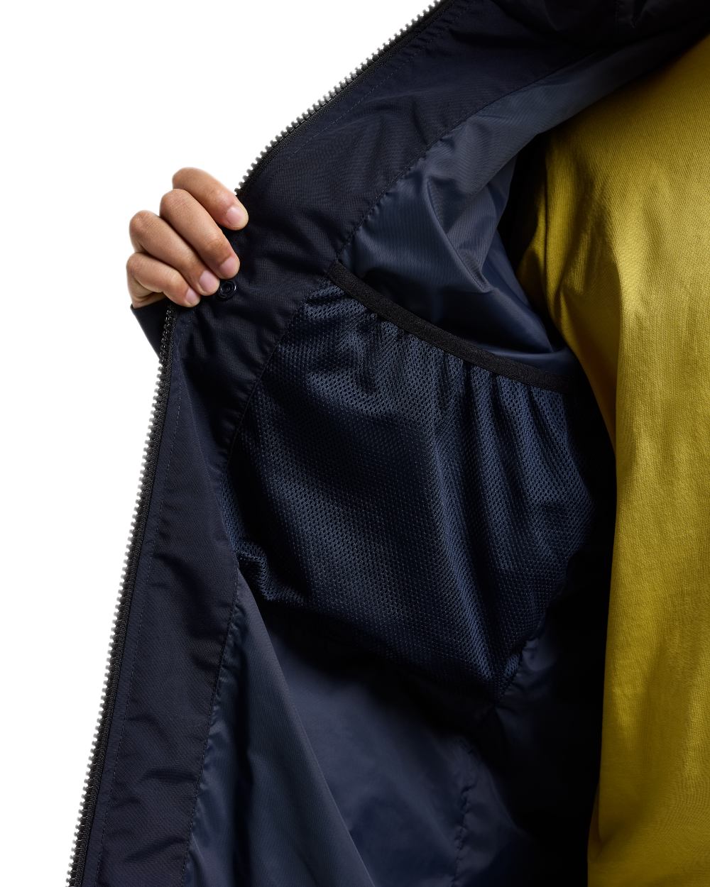 Dark Night Blue coloured Didriksons Mens Soren Parka on white background