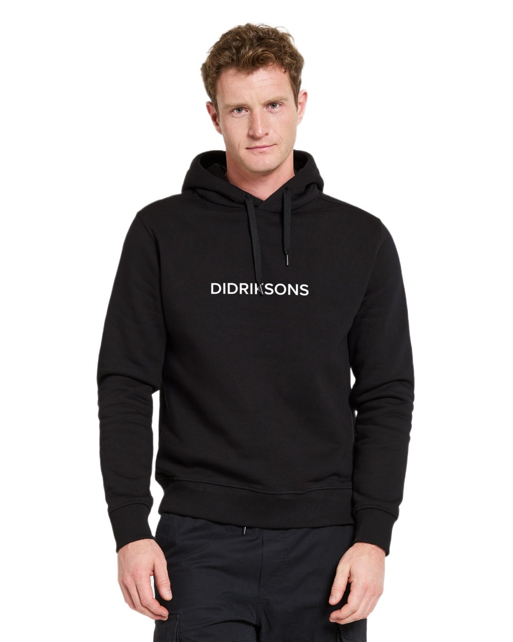 Black coloured Didriksons Mens Ven Hoodies on white background