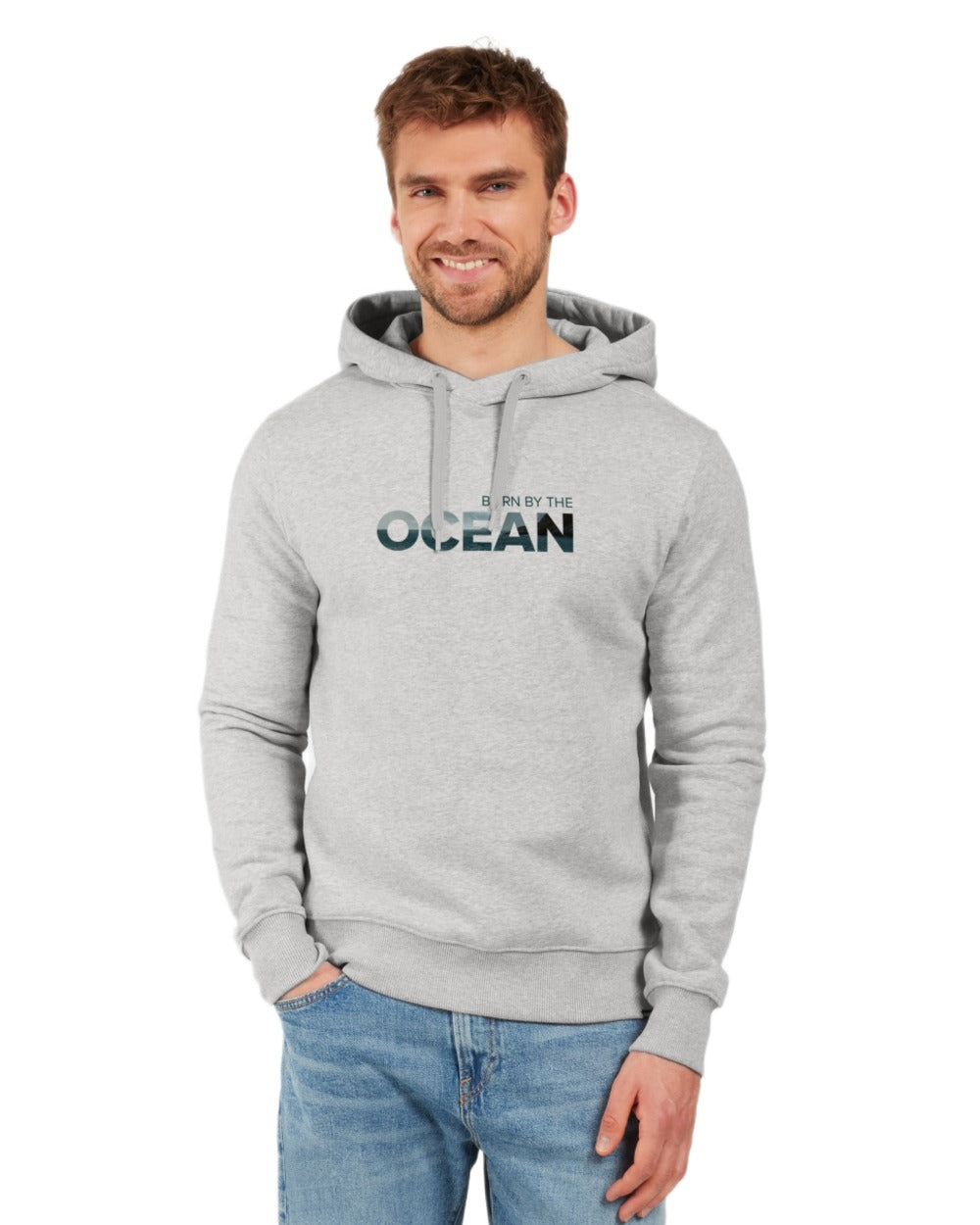 Aluminum Melange coloured Didriksons Mens Ven Ocean Hoodie on white background