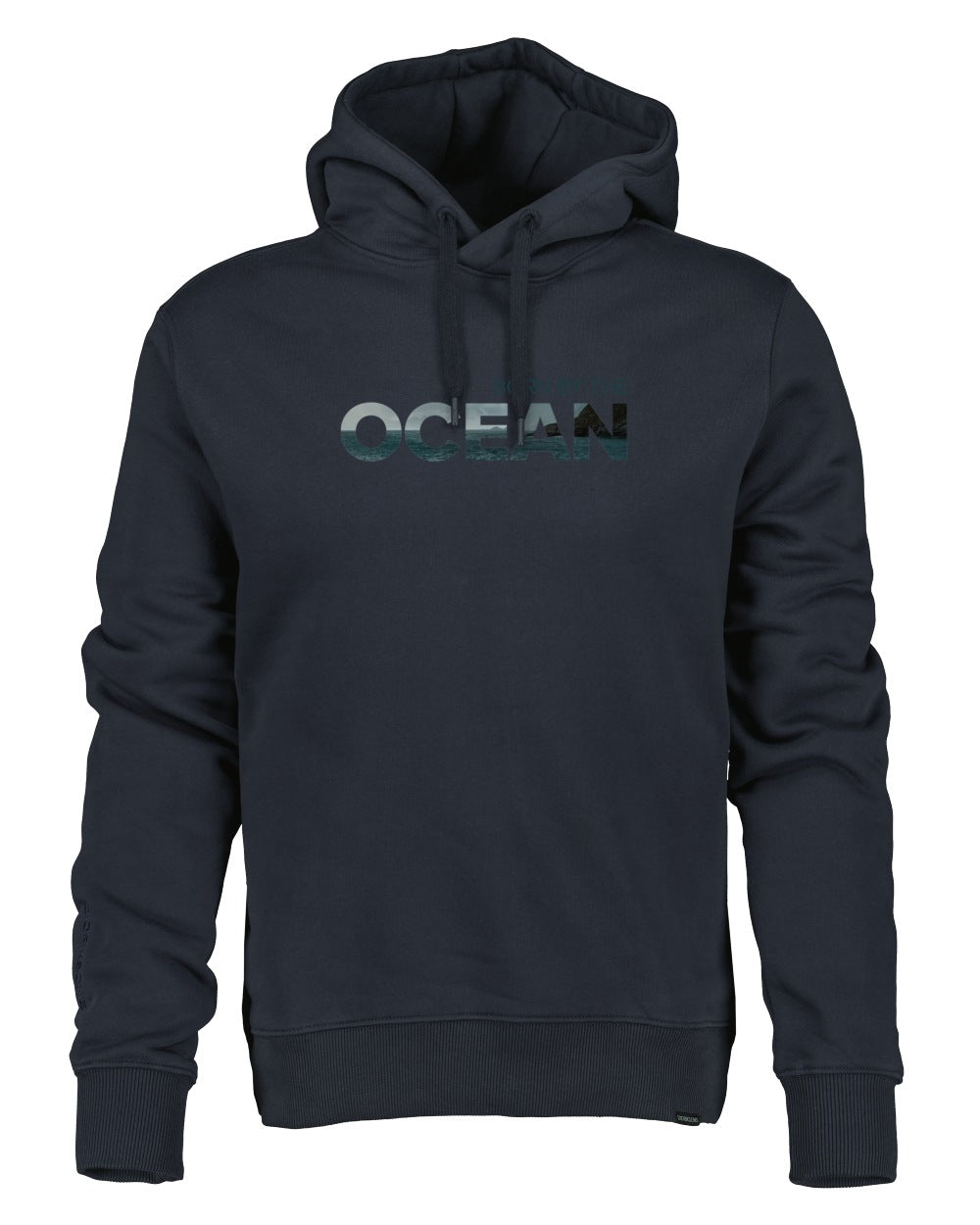 Navy coloured Didriksons Mens Ven Ocean Hoodie on white background